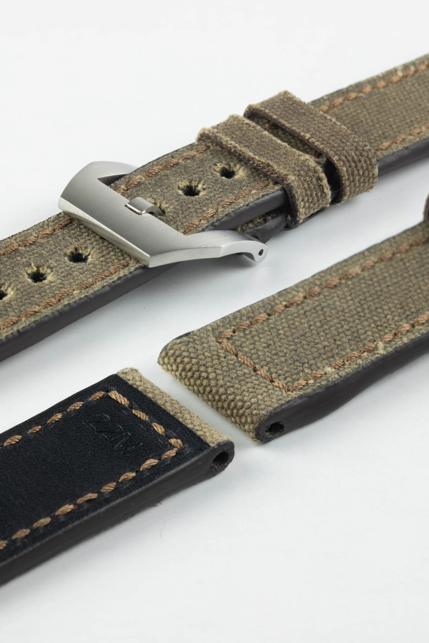 RIOS1931 MARYLAND Genuine Vintage Canvas Watch Strap in MOCHA - Image 9