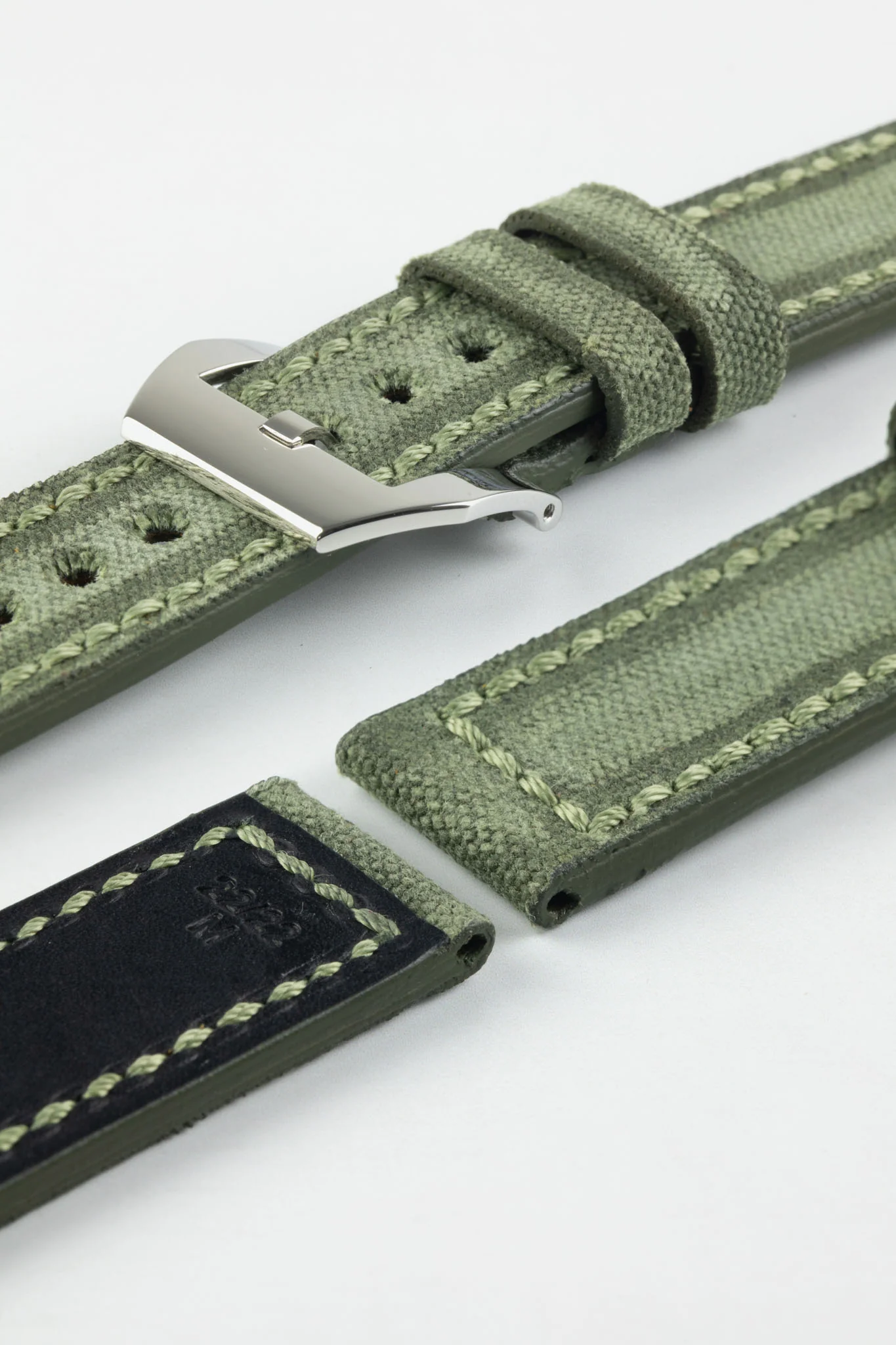 RIOS1931 MARYLAND Genuine Vintage Canvas Watch Strap in OLIVE DRAB - Image 10