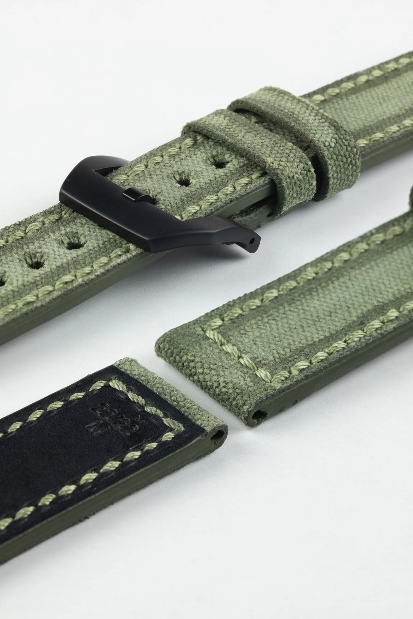 RIOS1931 MARYLAND Genuine Vintage Canvas Watch Strap in OLIVE DRAB - Image 11