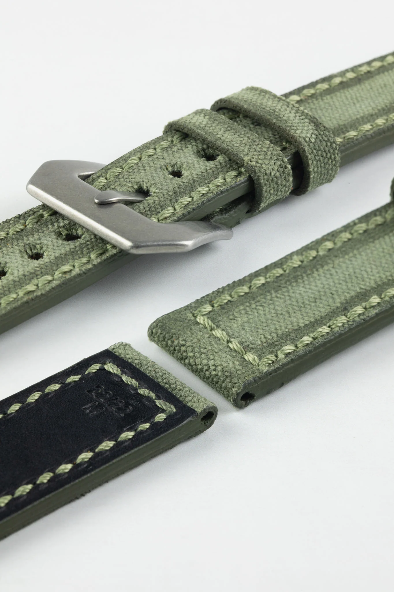 RIOS1931 MARYLAND Genuine Vintage Canvas Watch Strap in OLIVE DRAB - Image 12