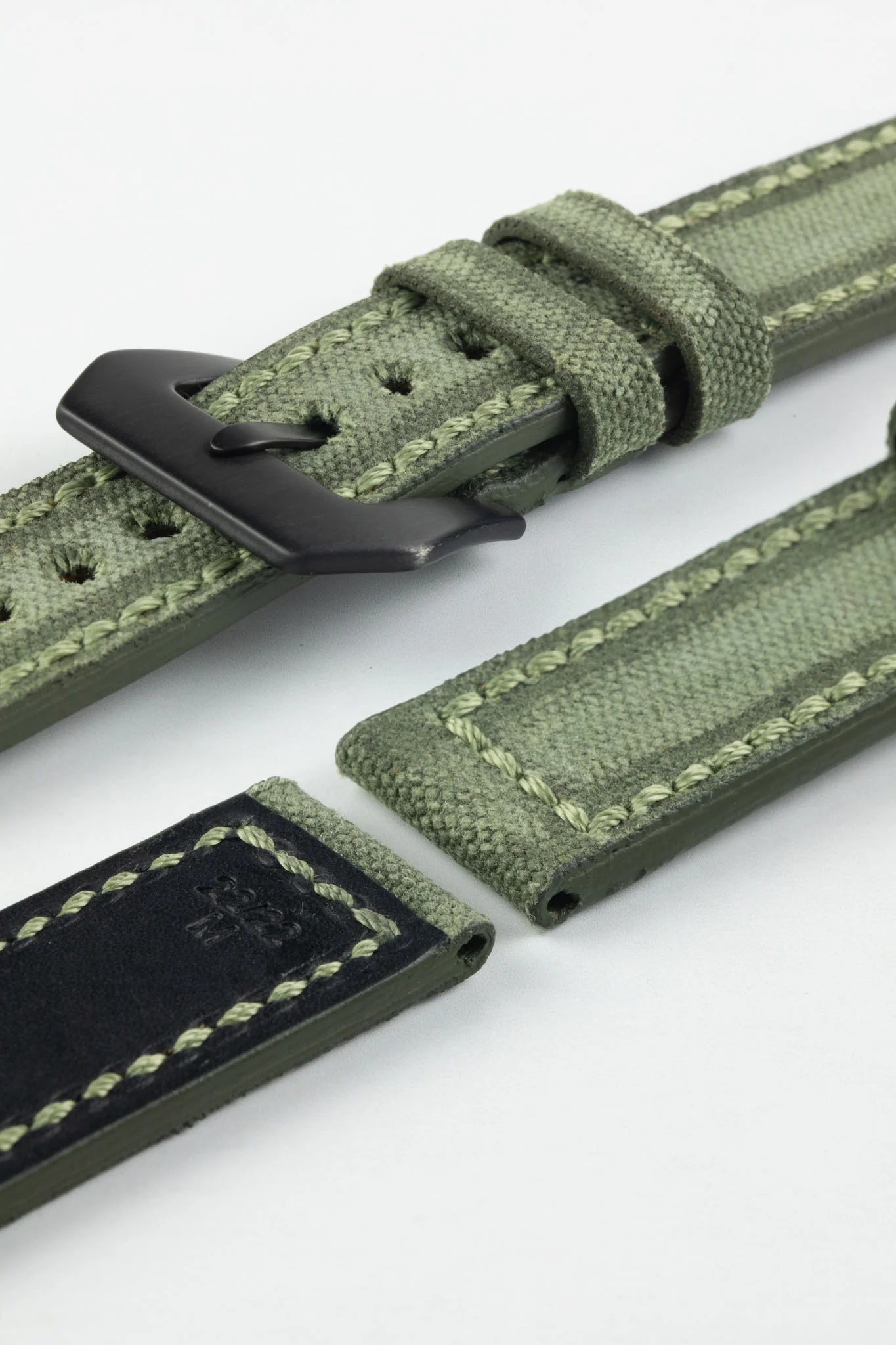 RIOS1931 MARYLAND Genuine Vintage Canvas Watch Strap in OLIVE DRAB - Image 13