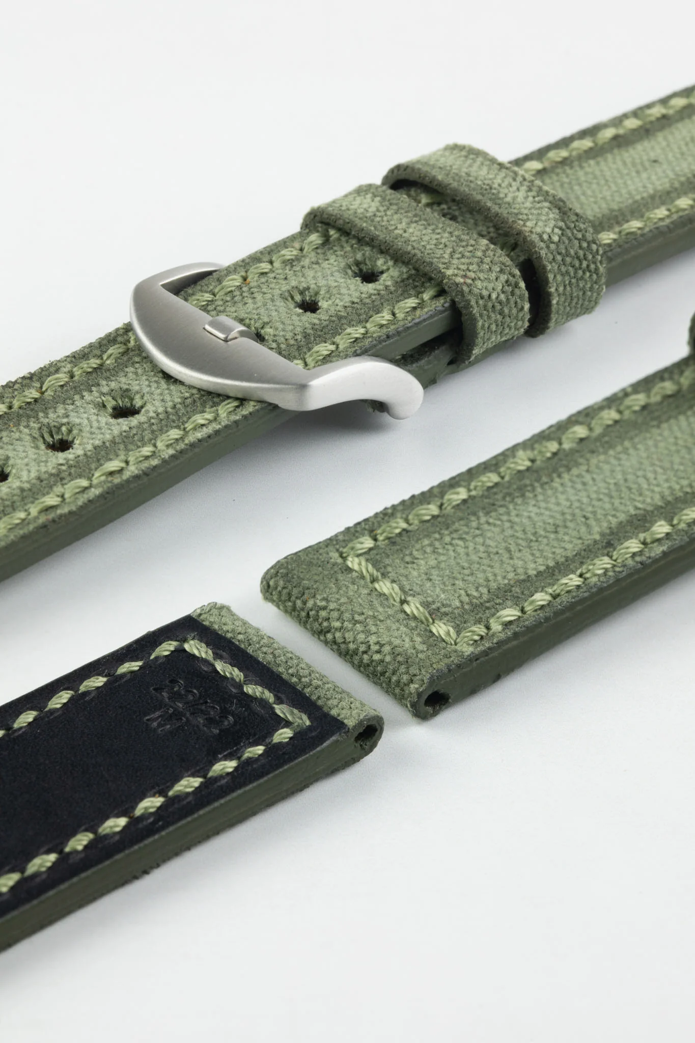 RIOS1931 MARYLAND Genuine Vintage Canvas Watch Strap in OLIVE DRAB - Image 5