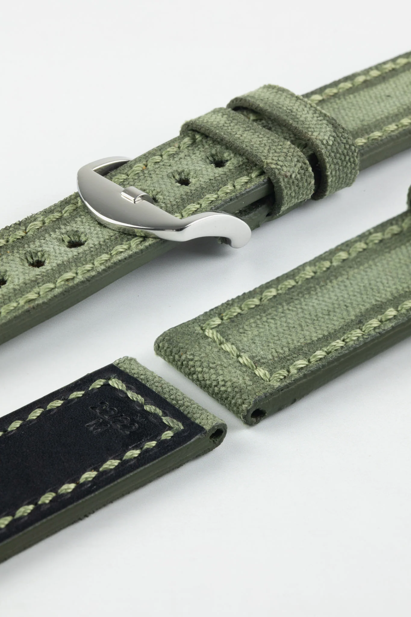 RIOS1931 MARYLAND Genuine Vintage Canvas Watch Strap in OLIVE DRAB - Image 6