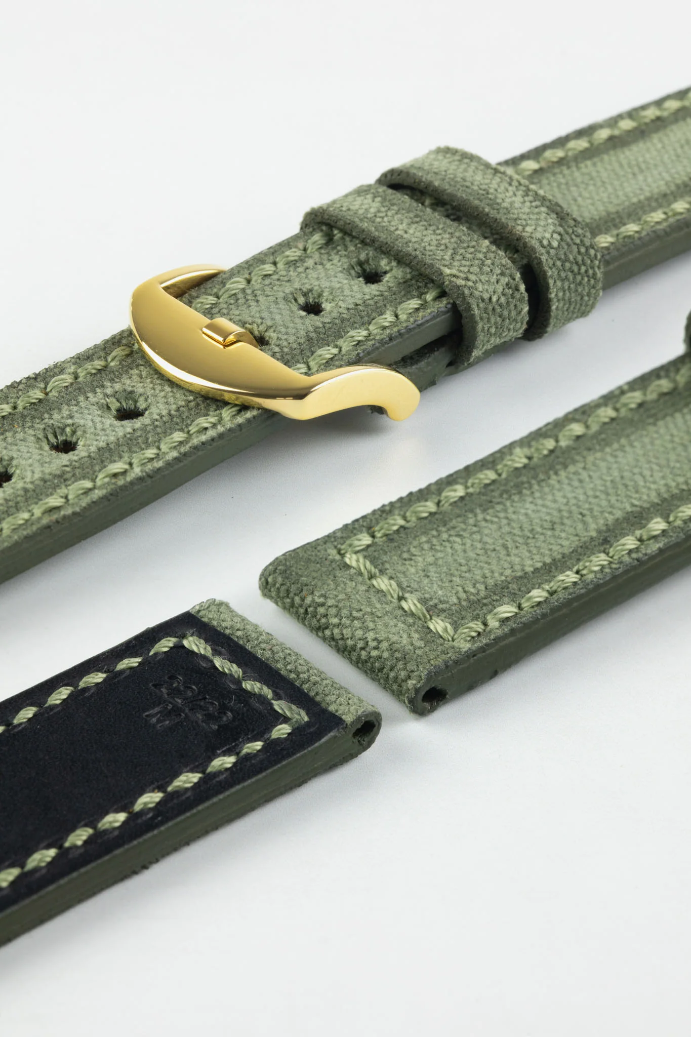 RIOS1931 MARYLAND Genuine Vintage Canvas Watch Strap in OLIVE DRAB - Image 7