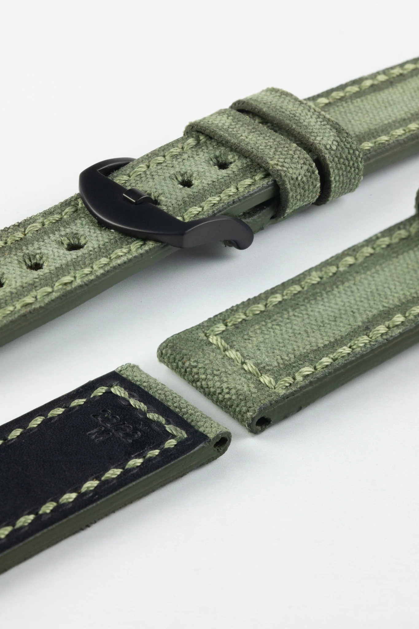RIOS1931 MARYLAND Genuine Vintage Canvas Watch Strap in OLIVE DRAB - Image 8