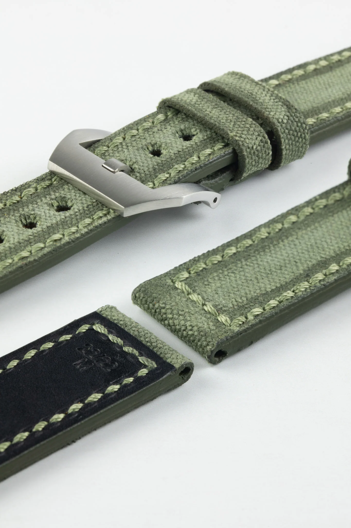 RIOS1931 MARYLAND Genuine Vintage Canvas Watch Strap in OLIVE DRAB - Image 9