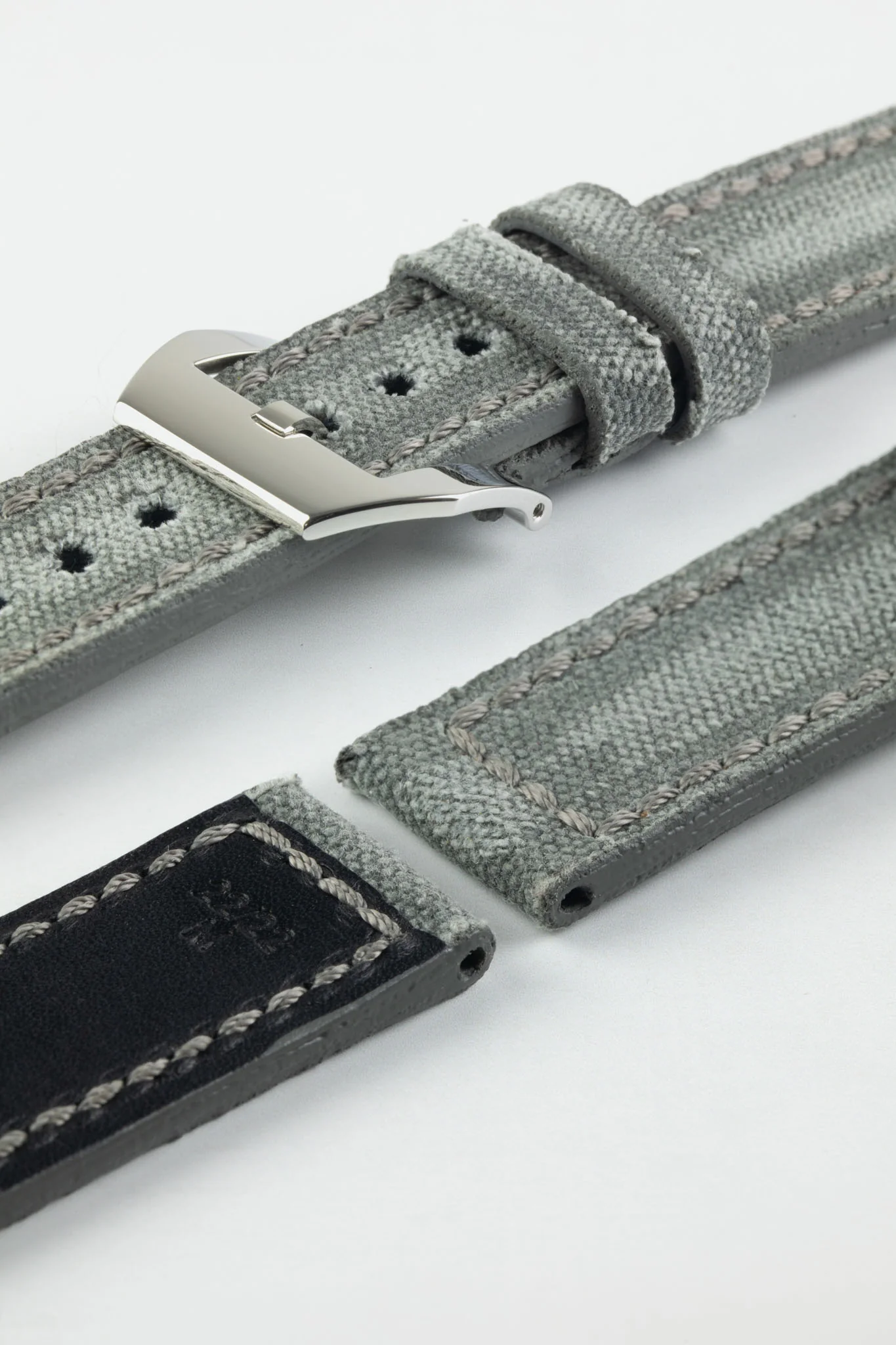 RIOS1931 MARYLAND Genuine Vintage Canvas Watch Strap in STONE GREY - Image 10