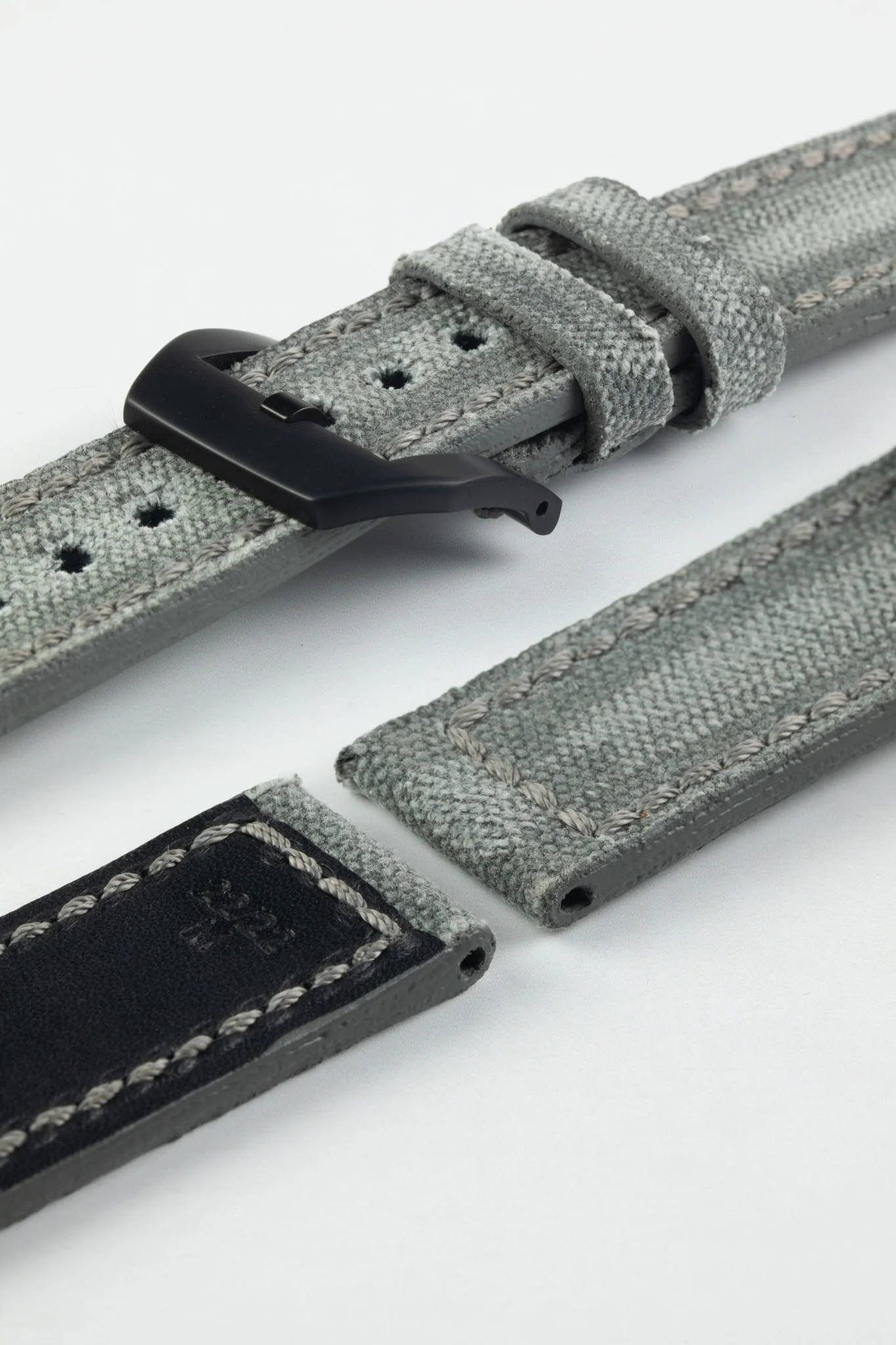 RIOS1931 MARYLAND Genuine Vintage Canvas Watch Strap in STONE GREY - Image 11