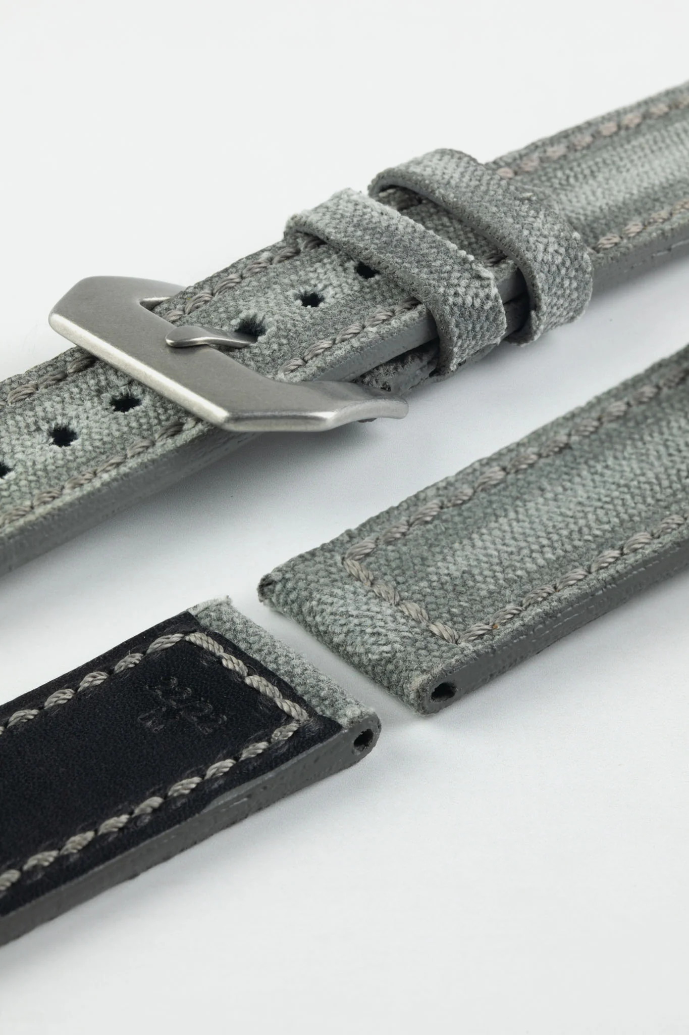 RIOS1931 MARYLAND Genuine Vintage Canvas Watch Strap in STONE GREY - Image 12
