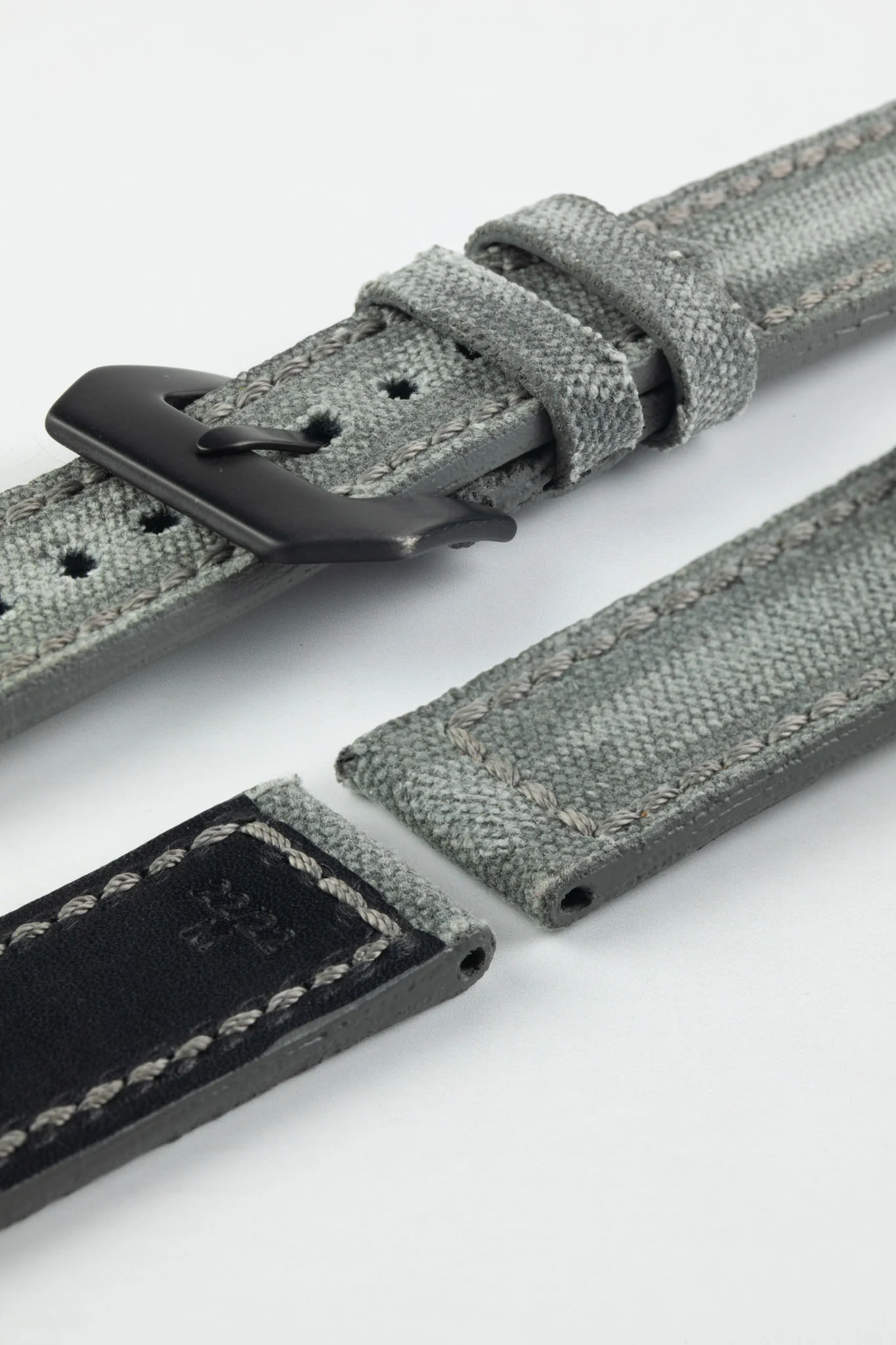 RIOS1931 MARYLAND Genuine Vintage Canvas Watch Strap in STONE GREY - Image 13