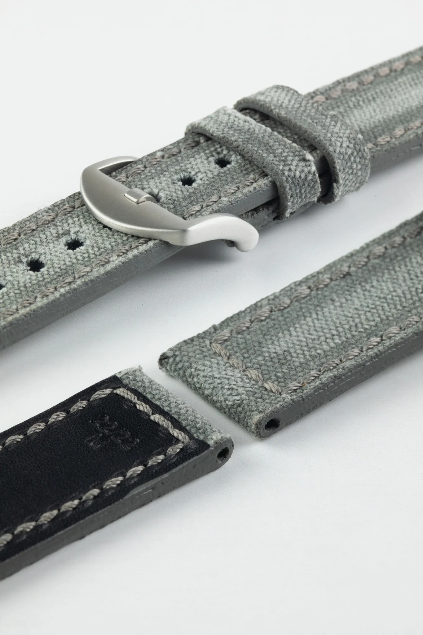 RIOS1931 MARYLAND Genuine Vintage Canvas Watch Strap in STONE GREY - Image 5
