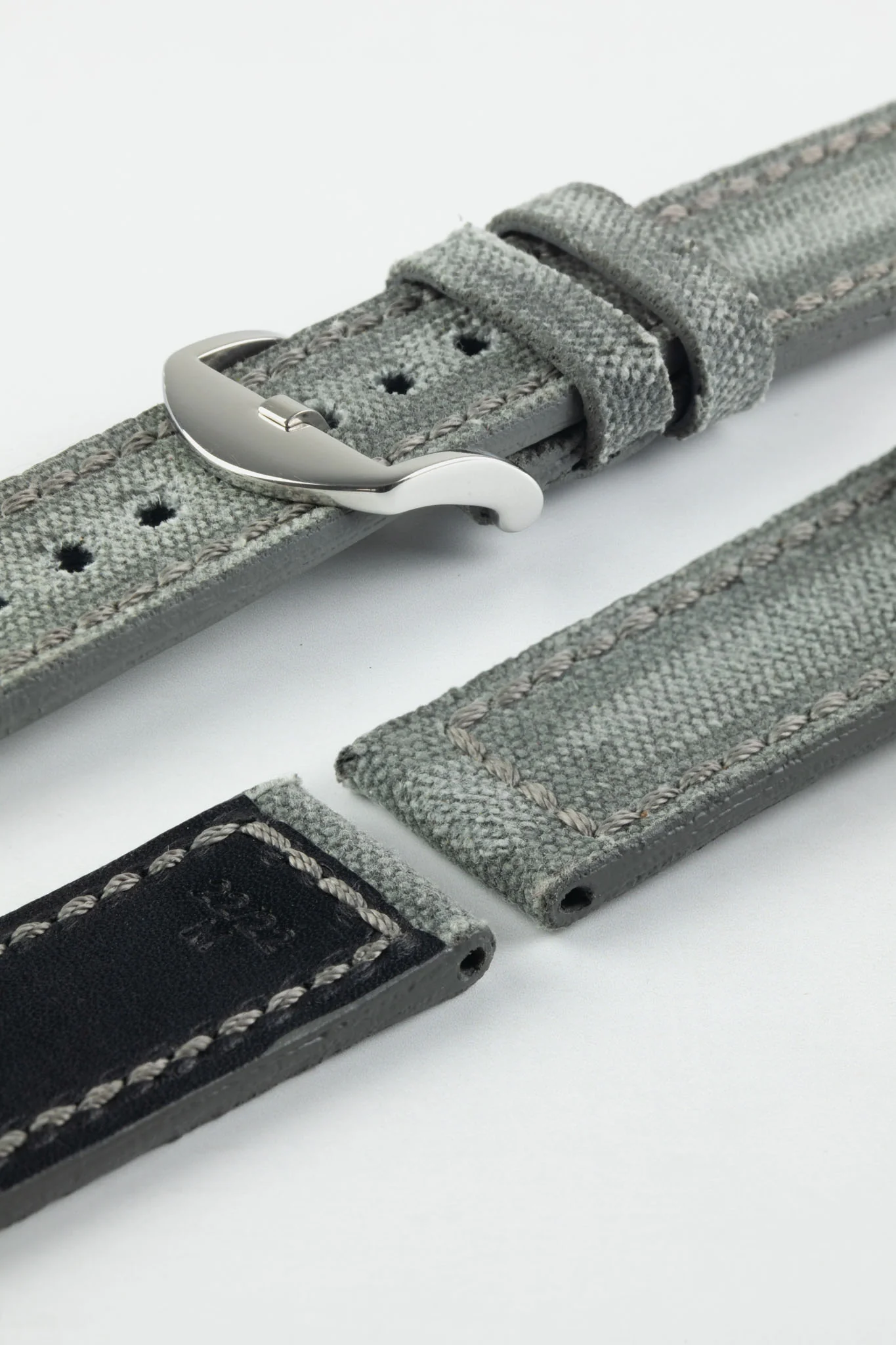 RIOS1931 MARYLAND Genuine Vintage Canvas Watch Strap in STONE GREY - Image 6