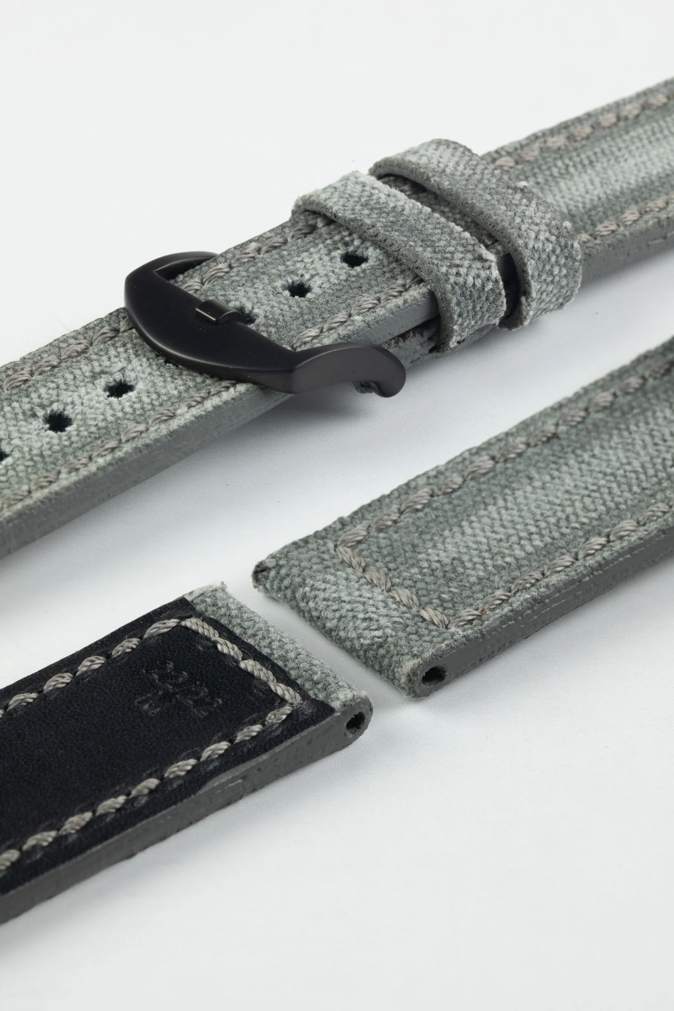 RIOS1931 MARYLAND Genuine Vintage Canvas Watch Strap in STONE GREY - Image 8