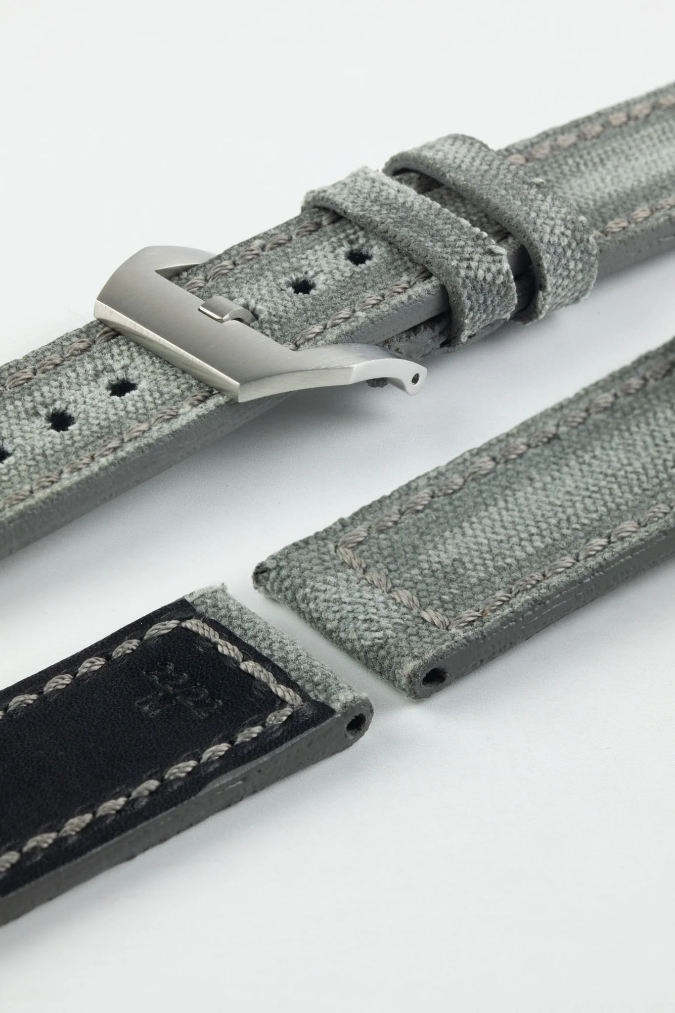 RIOS1931 MARYLAND Genuine Vintage Canvas Watch Strap in STONE GREY - Image 9