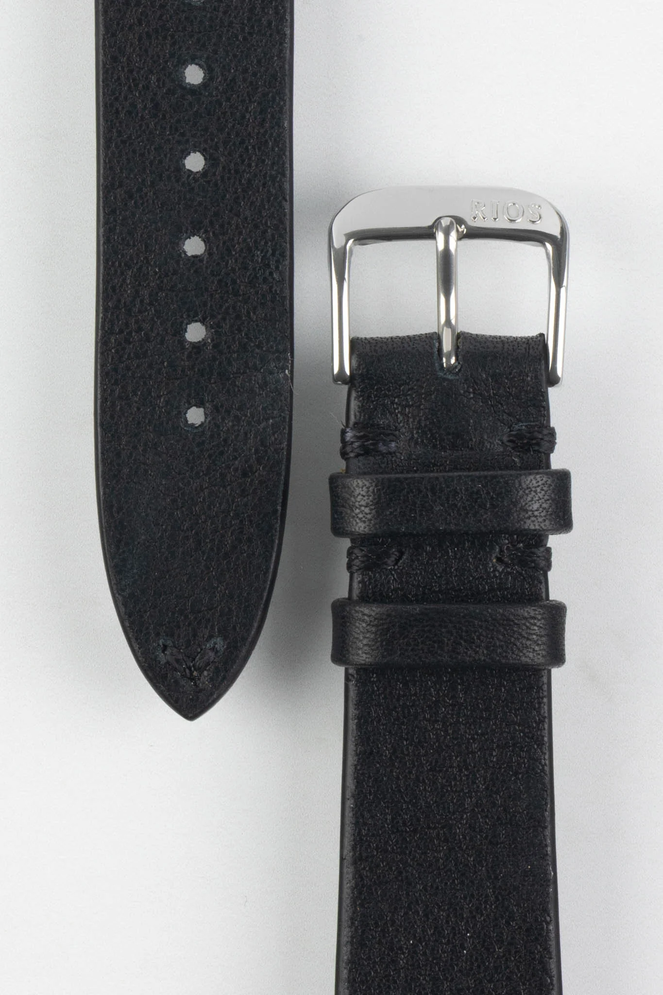 RIOS1931 MITTENWALD Retro Organic Leather Watch Strap in BLACK - Image 3