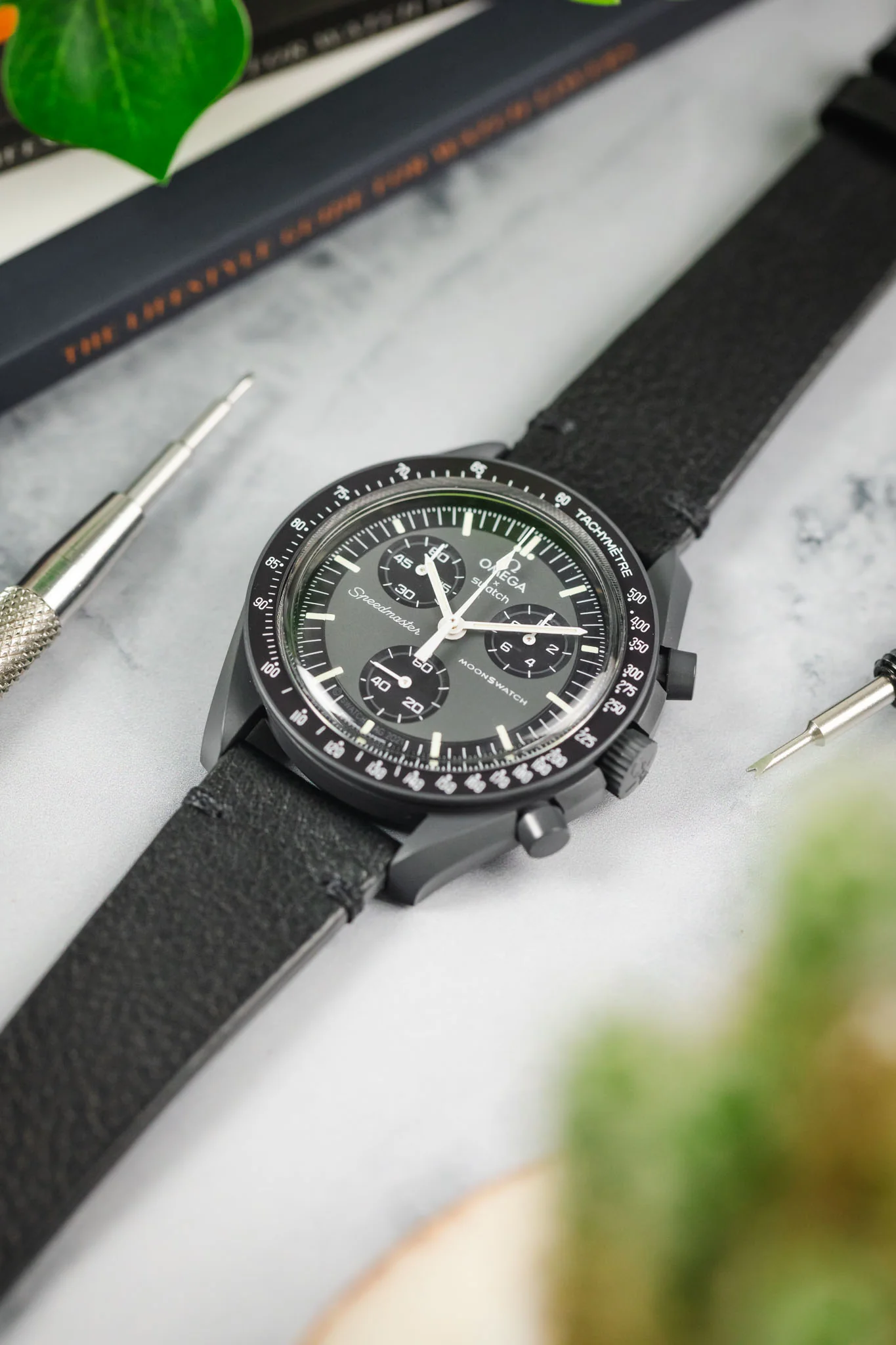RIOS1931 MITTENWALD Retro Organic Leather Watch Strap in BLACK - Image 6
