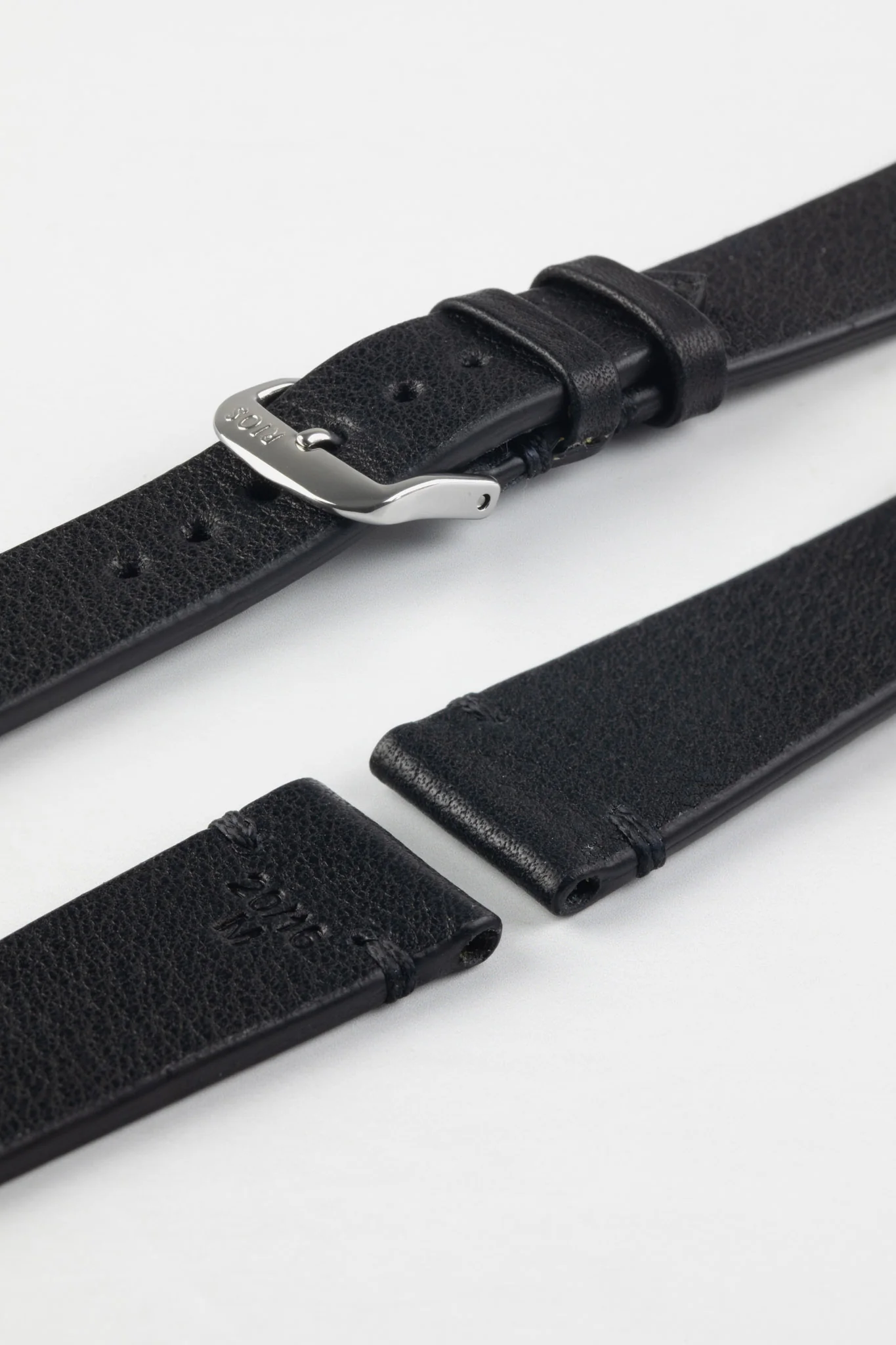 RIOS1931 MITTENWALD Retro Organic Leather Watch Strap in BLACK - Image 7