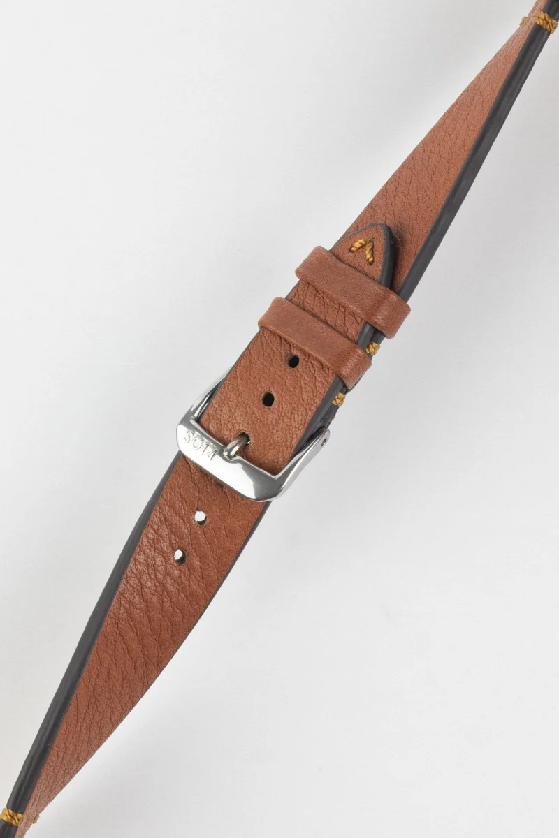 RIOS1931 MITTENWALD Retro Organic Leather Watch Strap in COGNAC - Image 3