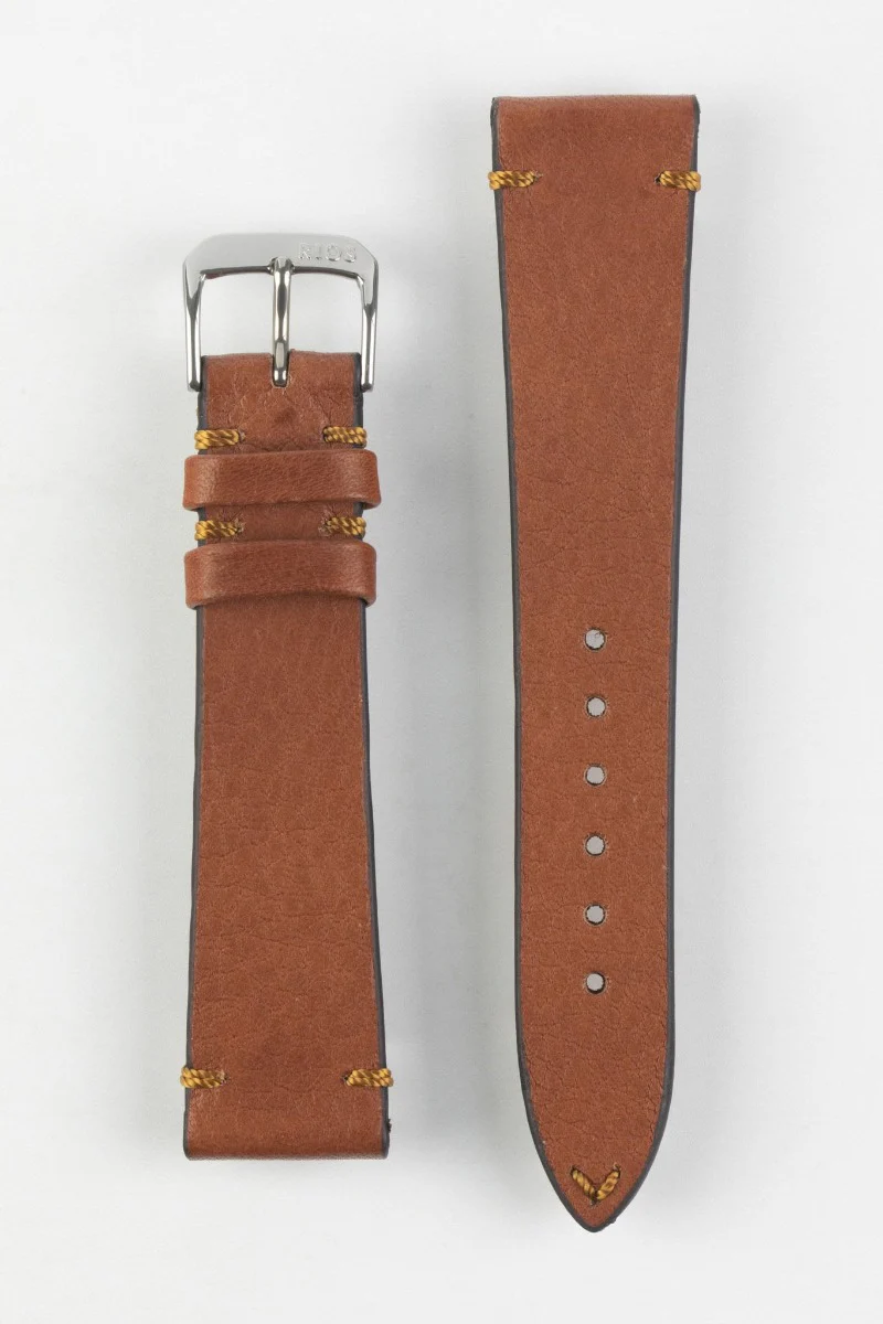 RIOS1931 MITTENWALD Retro Organic Leather Watch Strap in COGNAC - Image 6