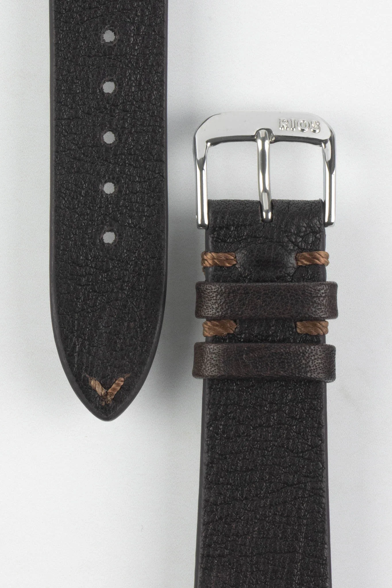 RIOS1931 MITTENWALD Retro Organic Leather Watch Strap in MOCHA - Image 3