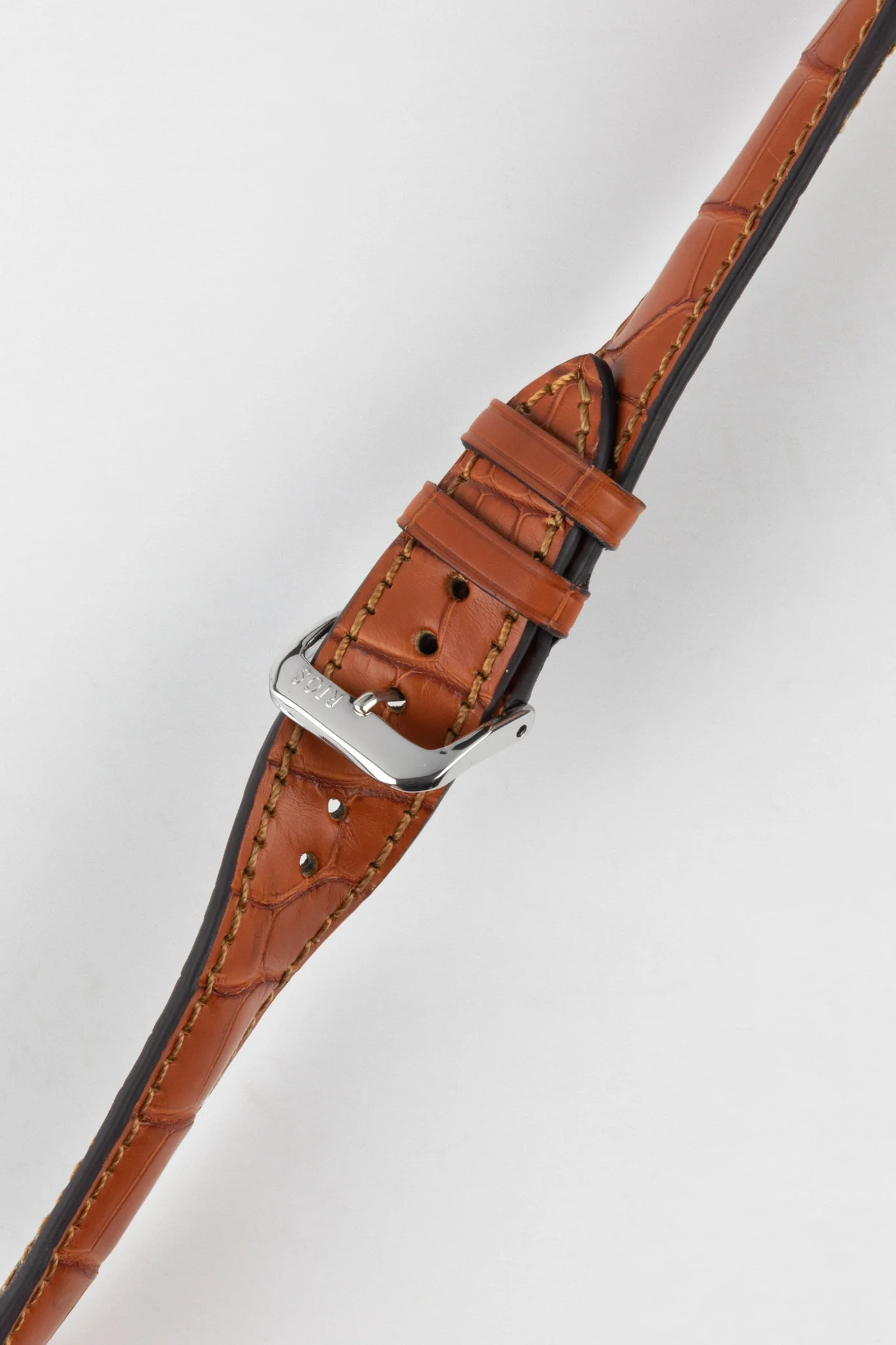 RIOS1931 MONARCH Genuine Alligator Round-Padding Watch Strap in COGNAC - Image 5