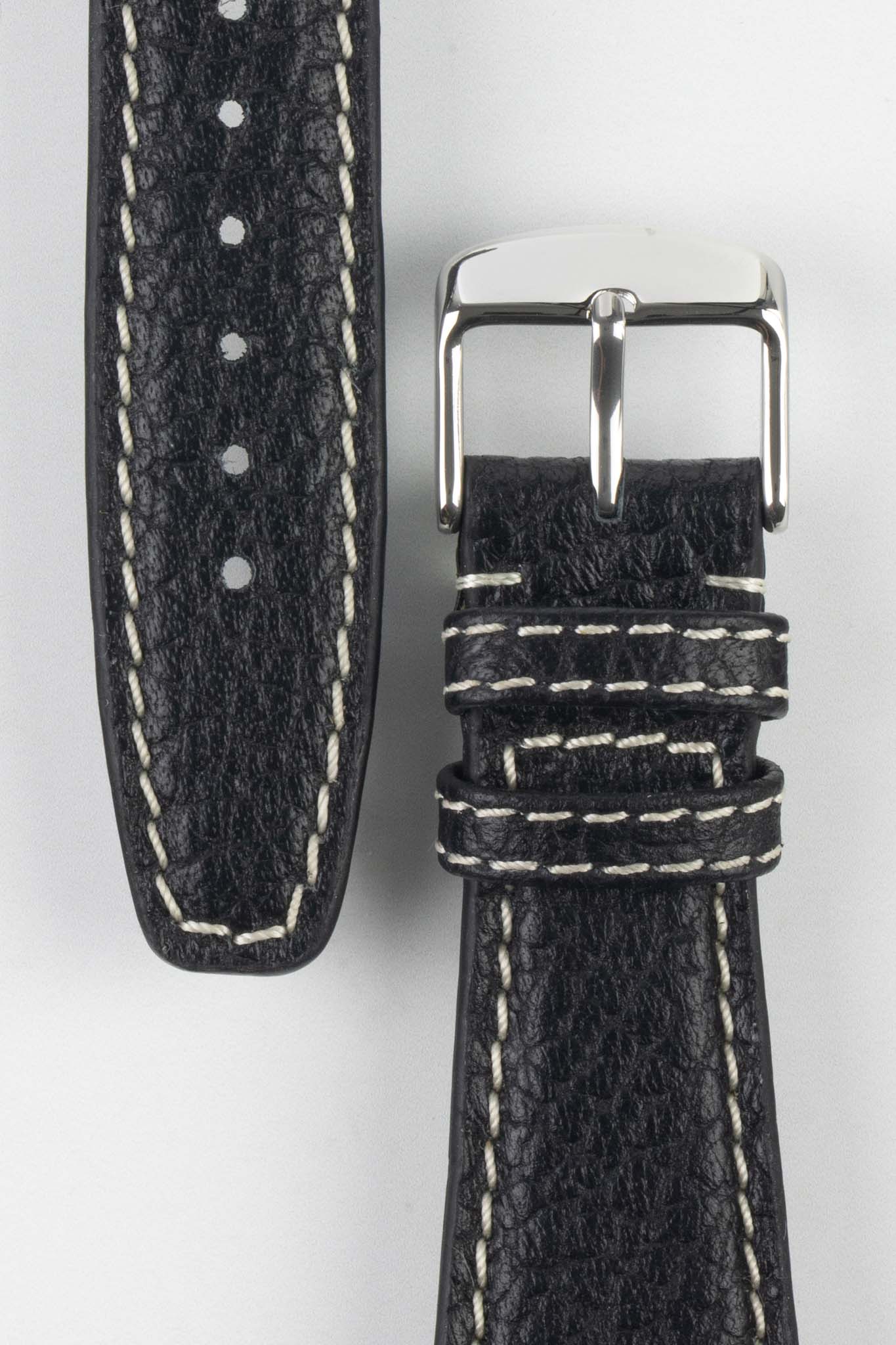 RIOS1931 NATURE Genuine Buffalo Leather Watch Strap in BLACK - Image 3