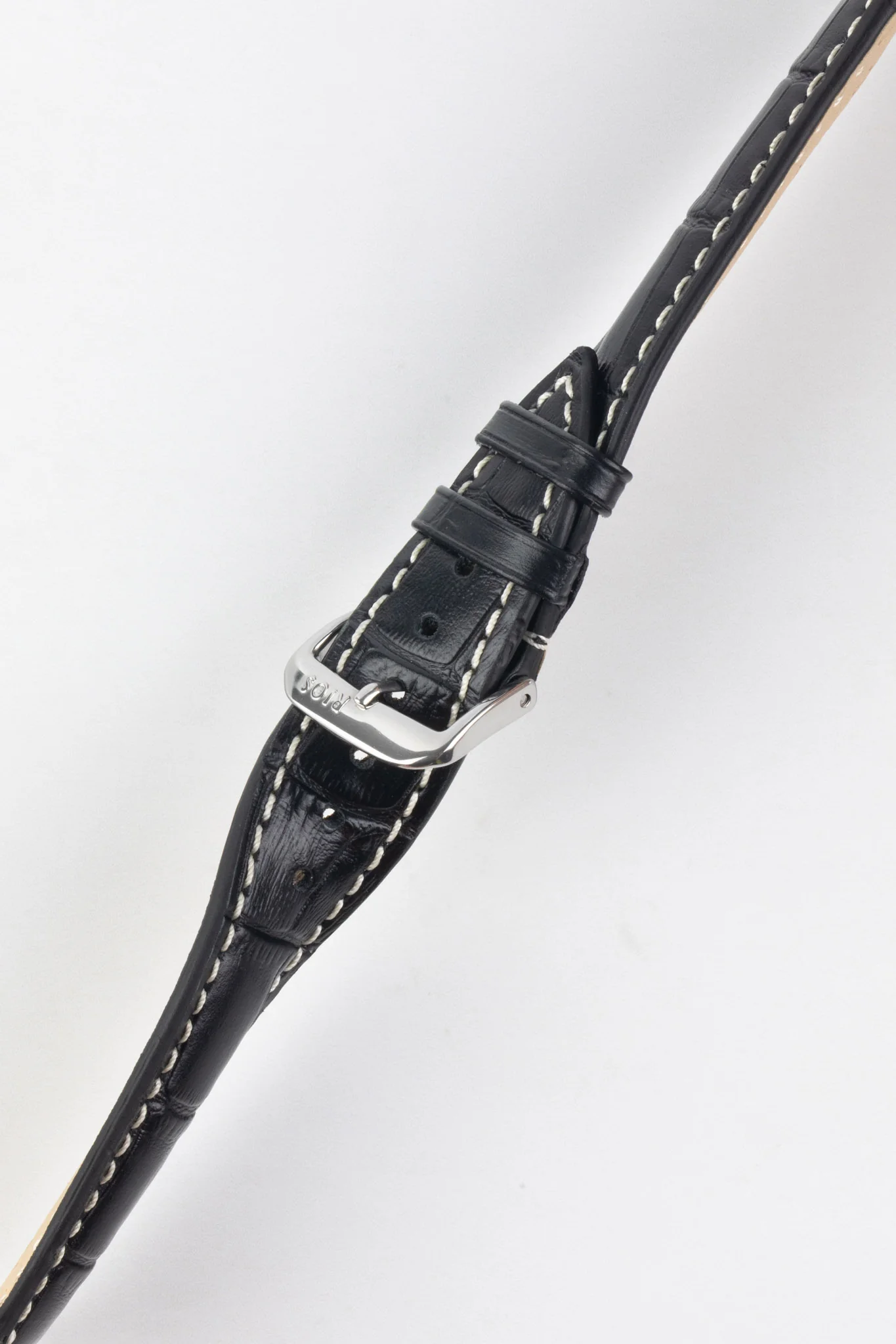 RIOS1931 NEW ORLEANS Alligator-Embossed Leather Watch Strap in BLACK - Image 3
