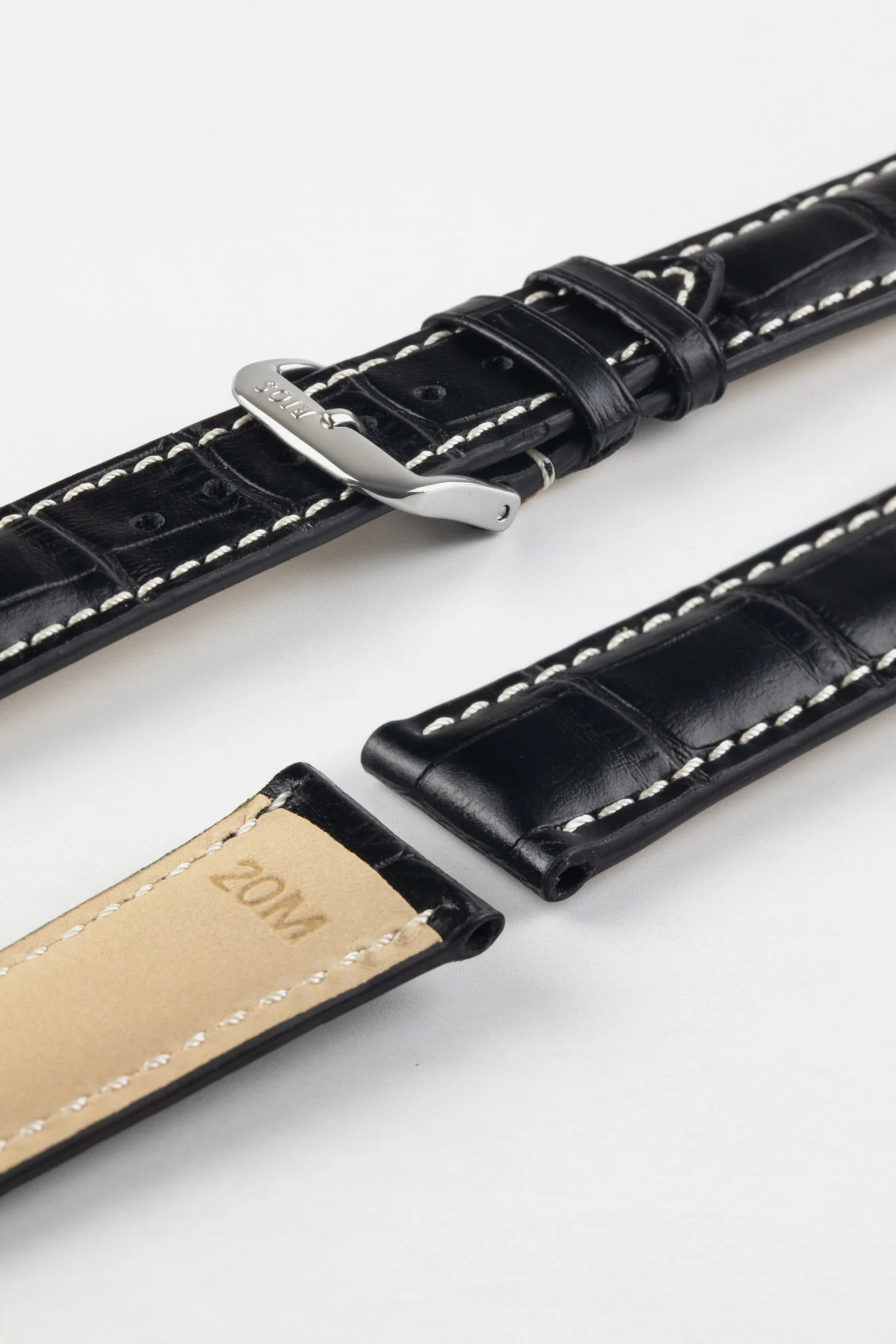 RIOS1931 NEW ORLEANS Alligator-Embossed Leather Watch Strap in BLACK - Image 4