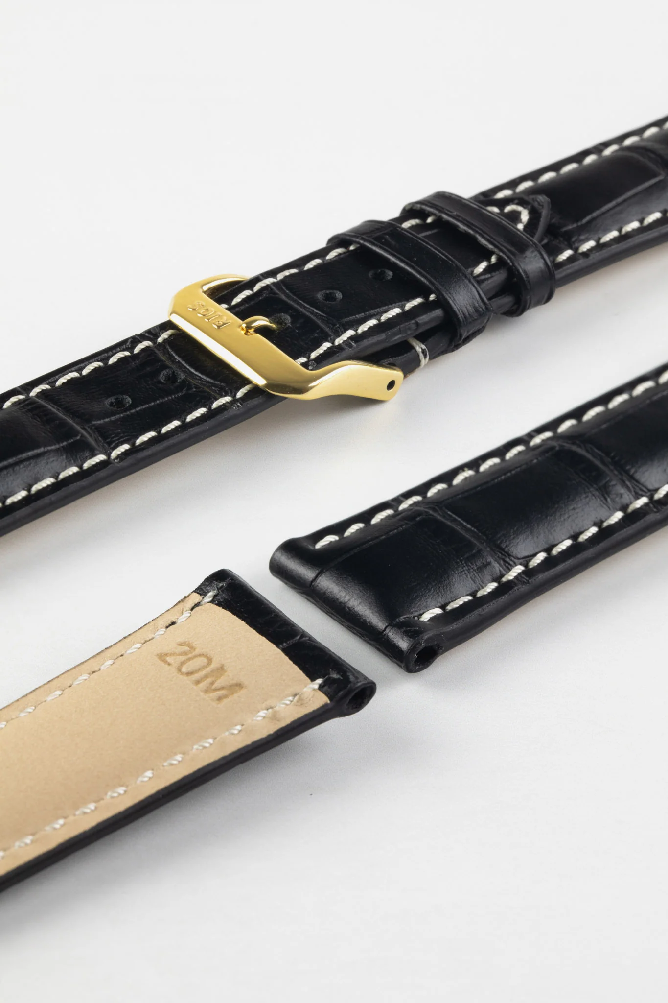 RIOS1931 NEW ORLEANS Alligator-Embossed Leather Watch Strap in BLACK - Image 5