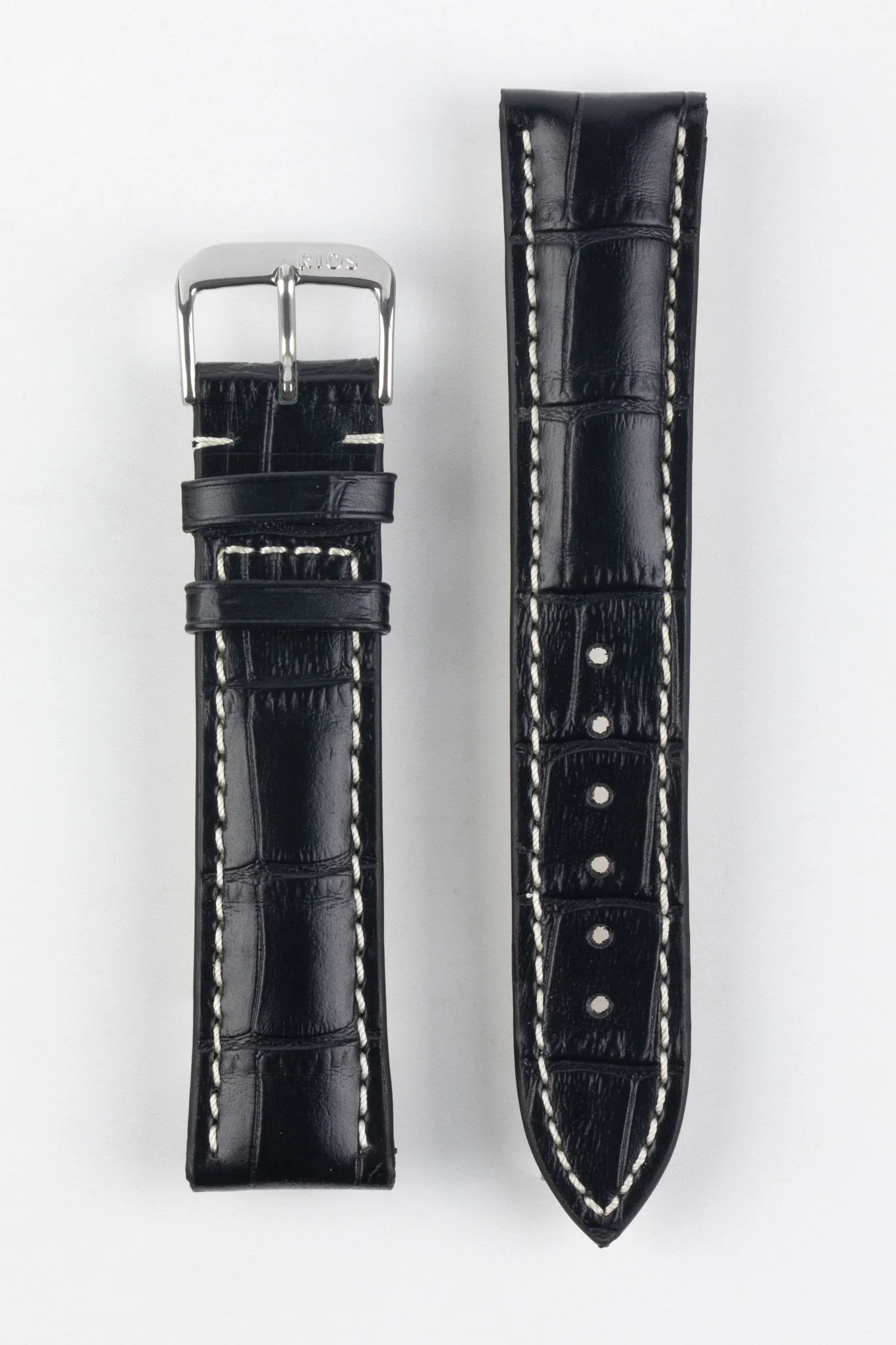 RIOS1931 NEW ORLEANS Alligator-Embossed Leather Watch Strap in BLACK - Image 6