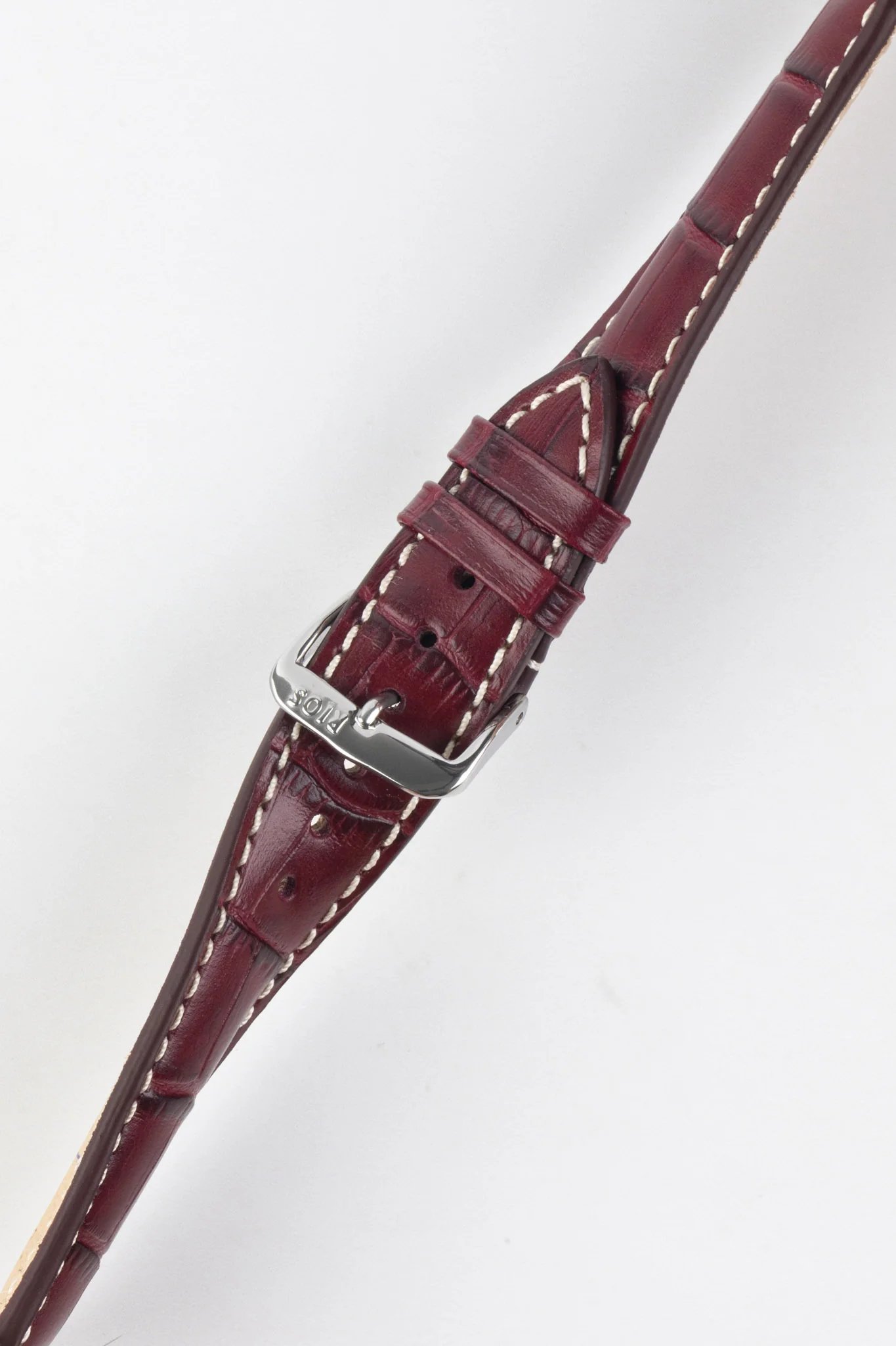 RIOS1931 NEW ORLEANS Alligator-Embossed Leather Watch Strap in BURGUNDY - Image 3