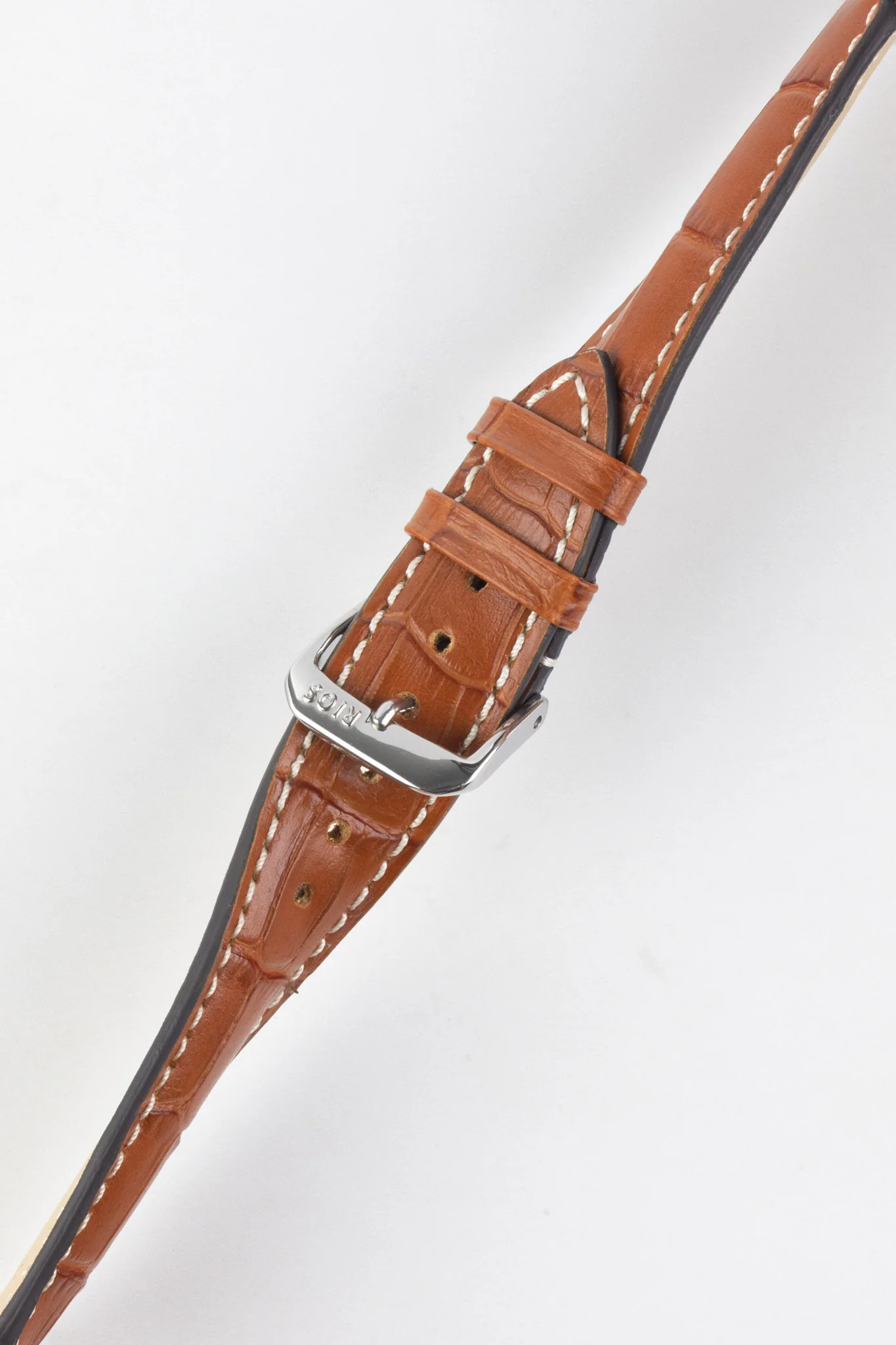 RIOS1931 NEW ORLEANS Alligator-Embossed Leather Watch Strap in COGNAC - Image 3