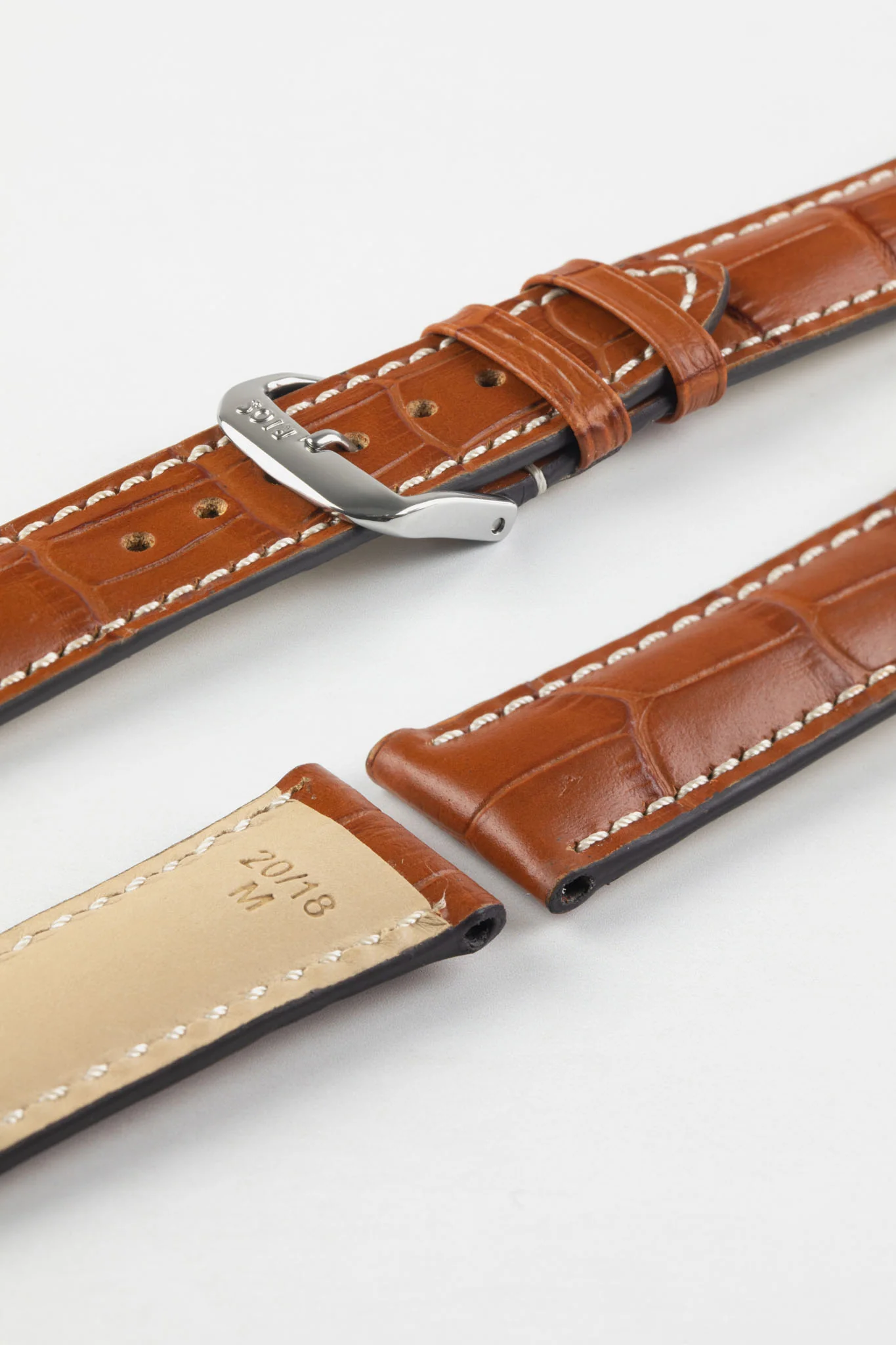 RIOS1931 NEW ORLEANS Alligator-Embossed Leather Watch Strap in COGNAC - Image 4