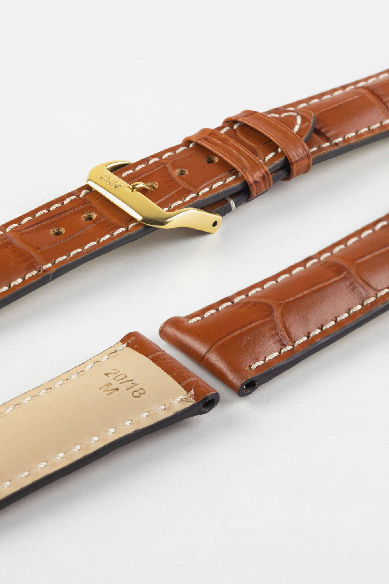 RIOS1931 NEW ORLEANS Alligator-Embossed Leather Watch Strap in COGNAC - Image 5