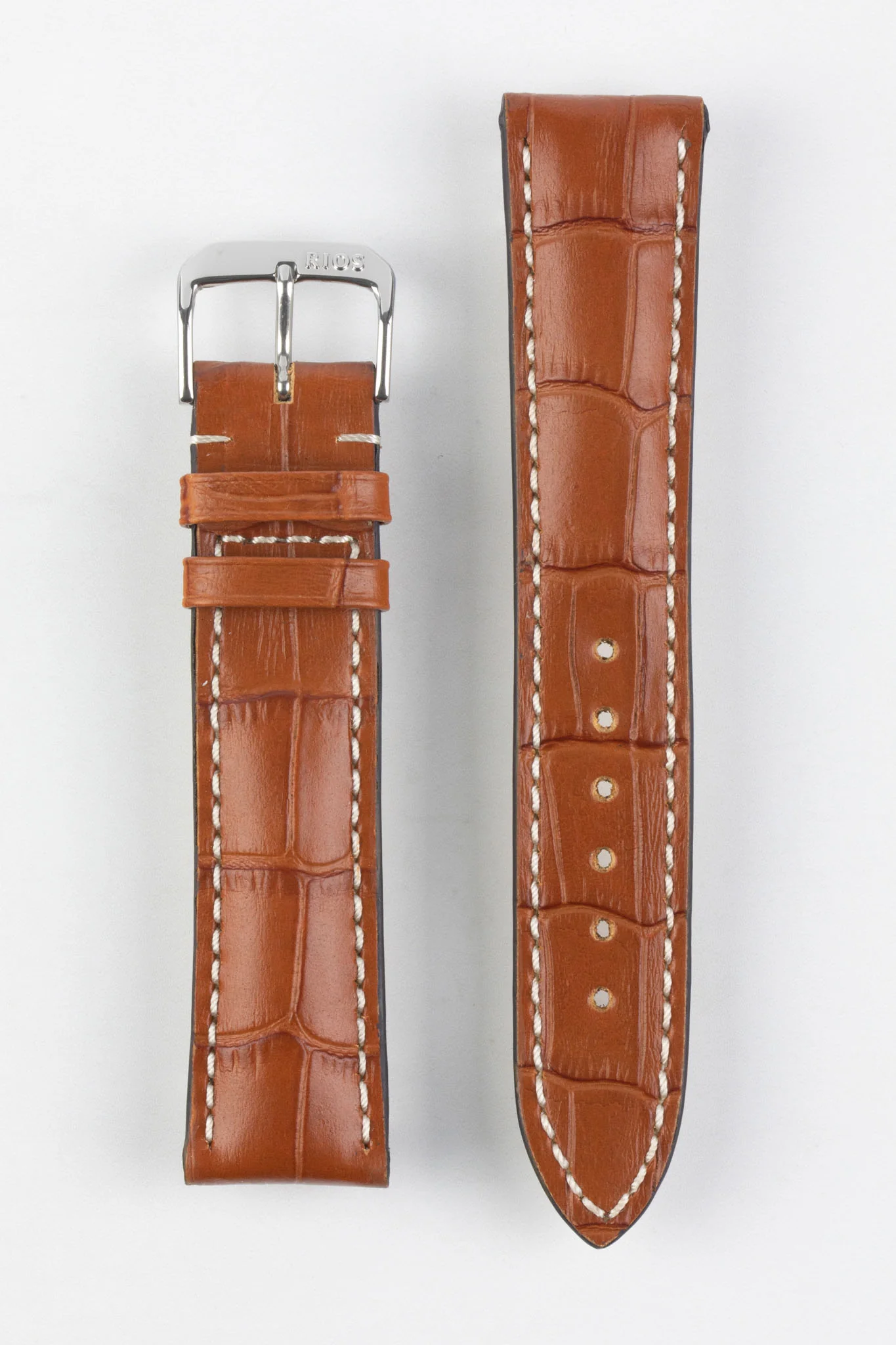 RIOS1931 NEW ORLEANS Alligator-Embossed Leather Watch Strap in COGNAC - Image 6