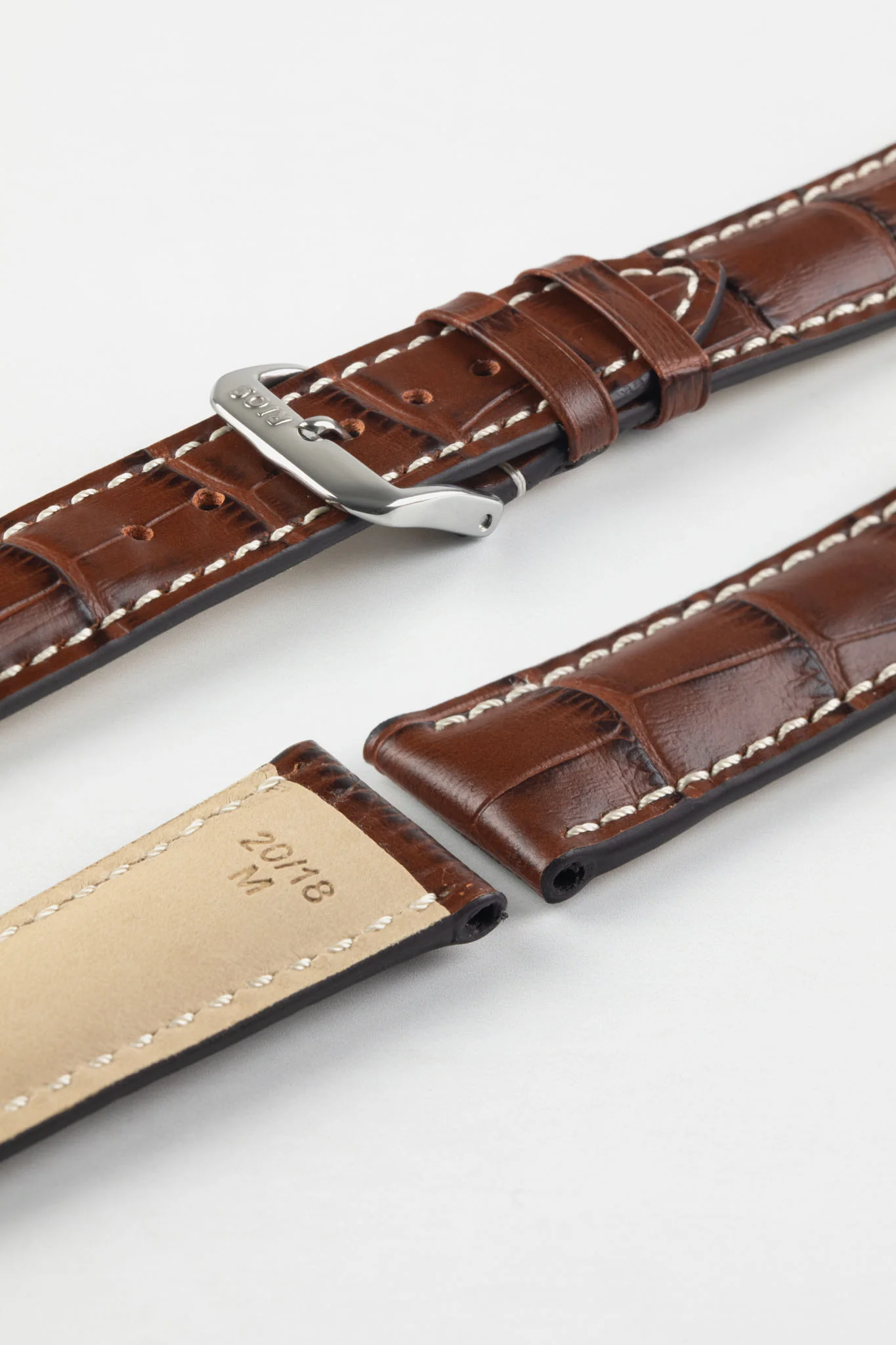 RIOS1931 NEW ORLEANS Alligator-Embossed Leather Watch Strap in MAHOGANY - Image 4