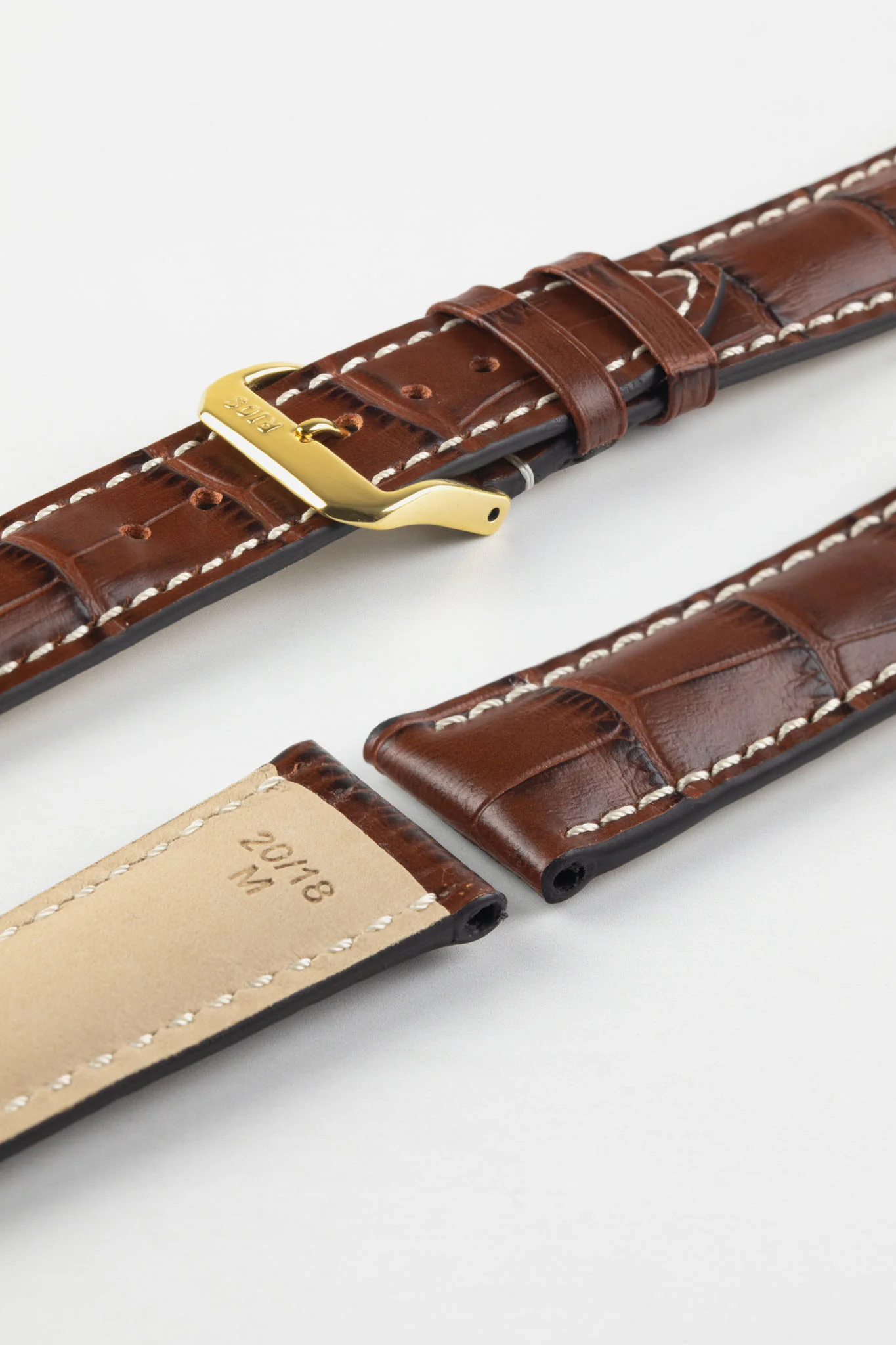 RIOS1931 NEW ORLEANS Alligator-Embossed Leather Watch Strap in MAHOGANY - Image 5