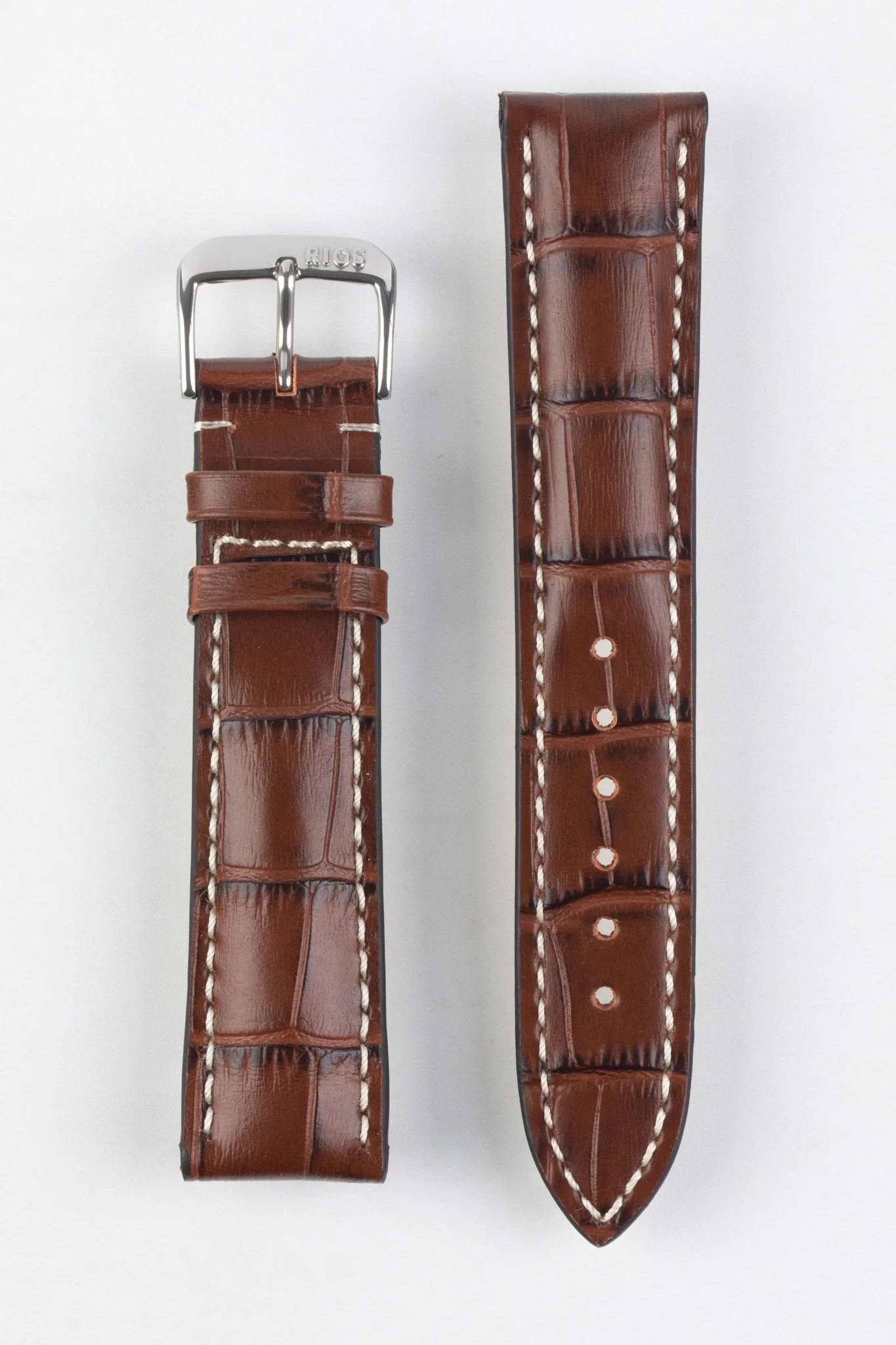 RIOS1931 NEW ORLEANS Alligator-Embossed Leather Watch Strap in MAHOGANY - Image 6