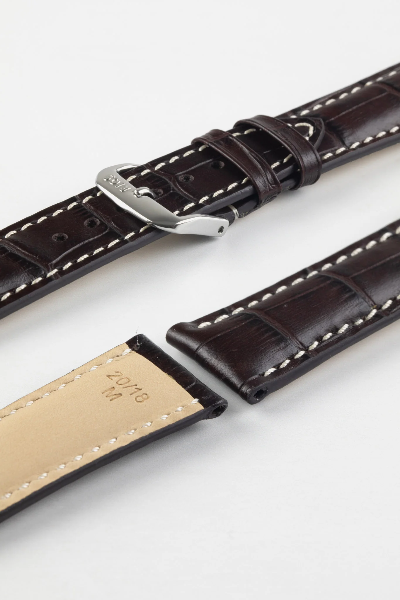 RIOS1931 NEW ORLEANS Alligator-Embossed Leather Watch Strap in MOCHA - Image 4
