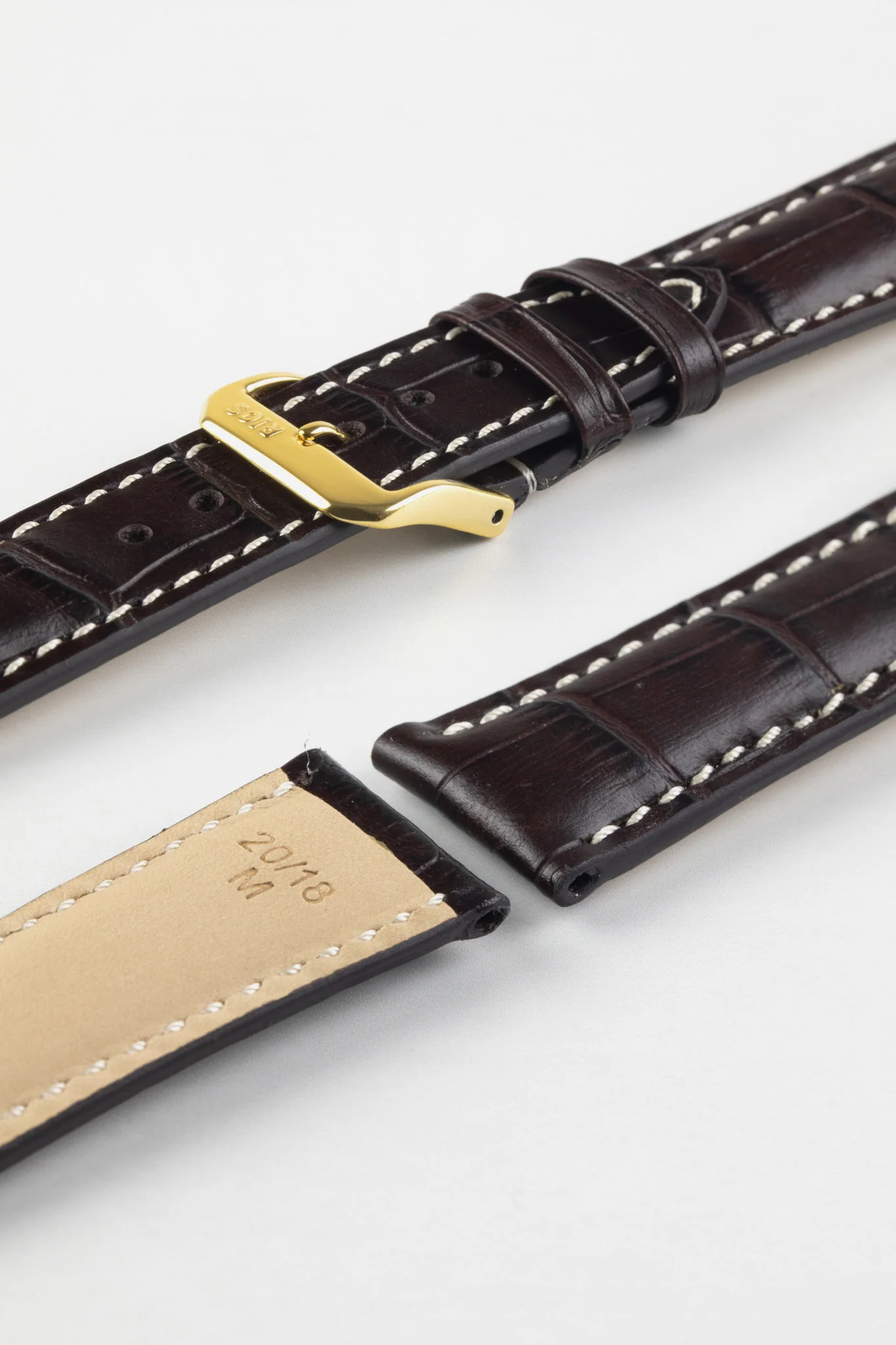 RIOS1931 NEW ORLEANS Alligator-Embossed Leather Watch Strap in MOCHA - Image 5