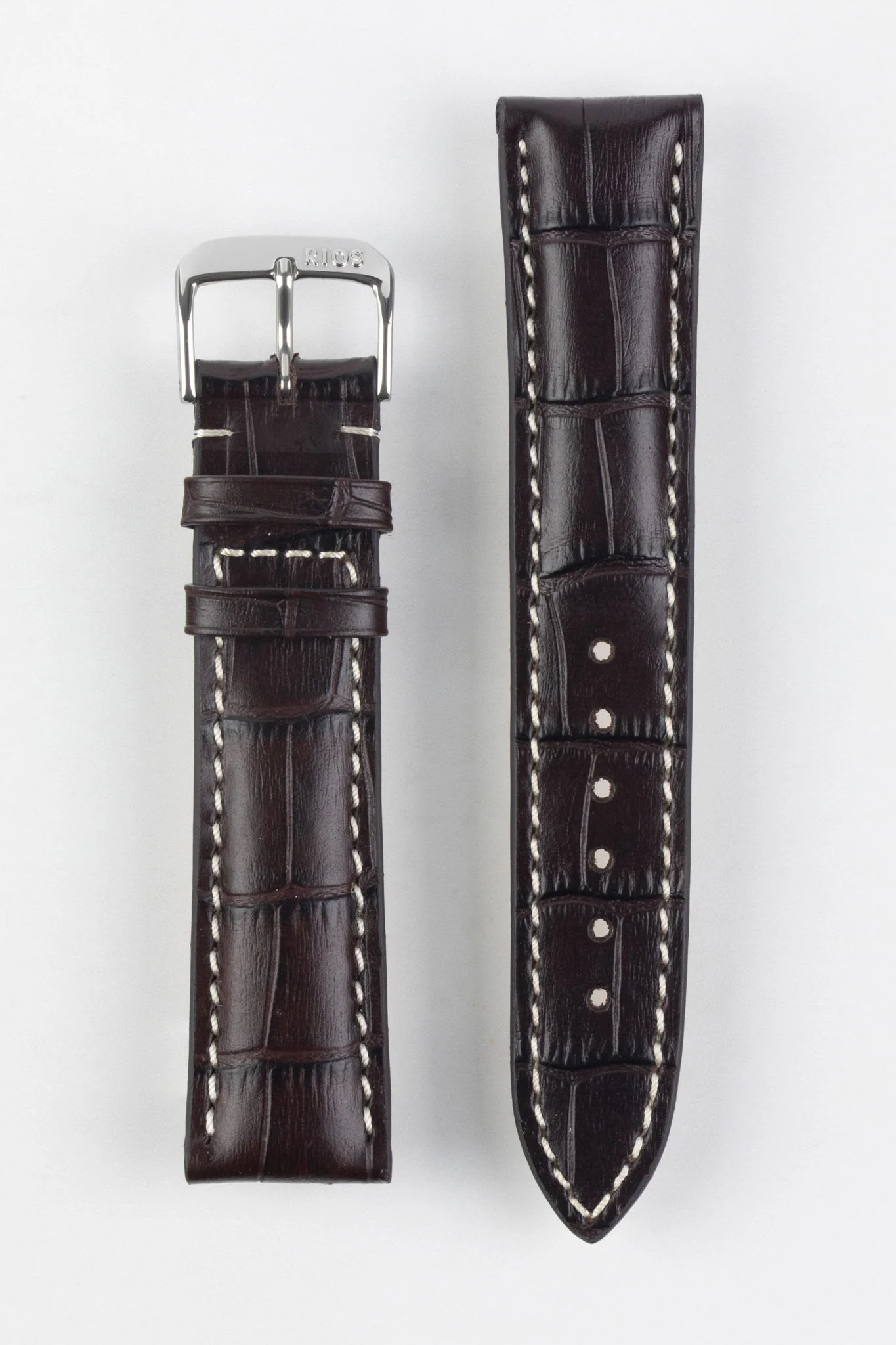 RIOS1931 NEW ORLEANS Alligator-Embossed Leather Watch Strap in MOCHA - Image 6