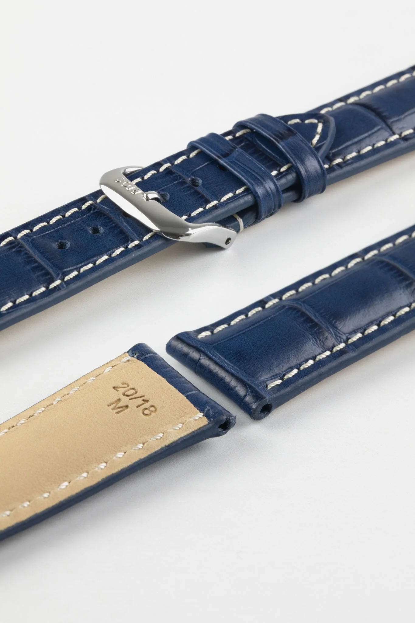 RIOS1931 NEW ORLEANS Alligator-Embossed Leather Watch Strap in NAVY BLUE - Image 4