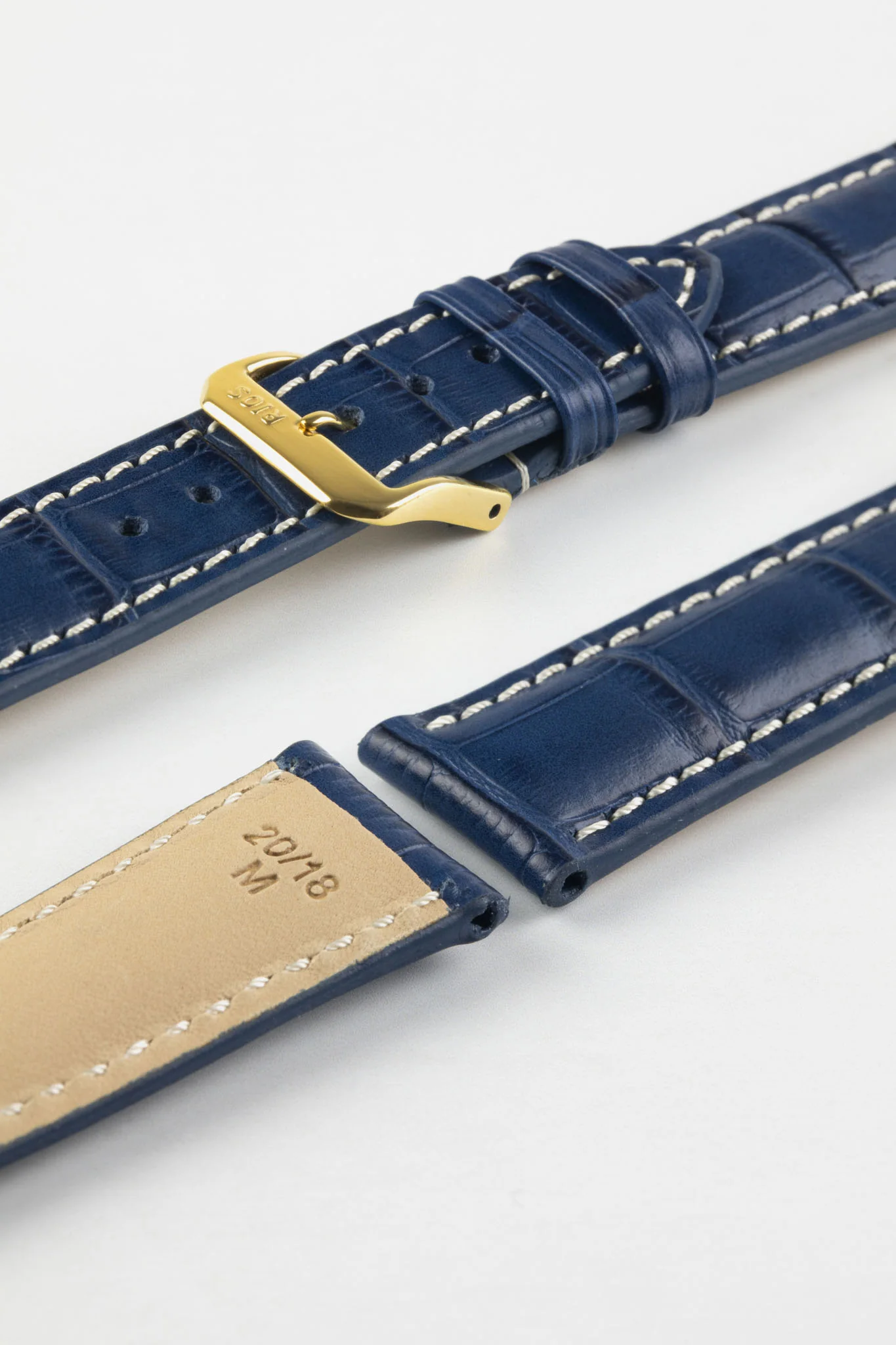 RIOS1931 NEW ORLEANS Alligator-Embossed Leather Watch Strap in NAVY BLUE - Image 5