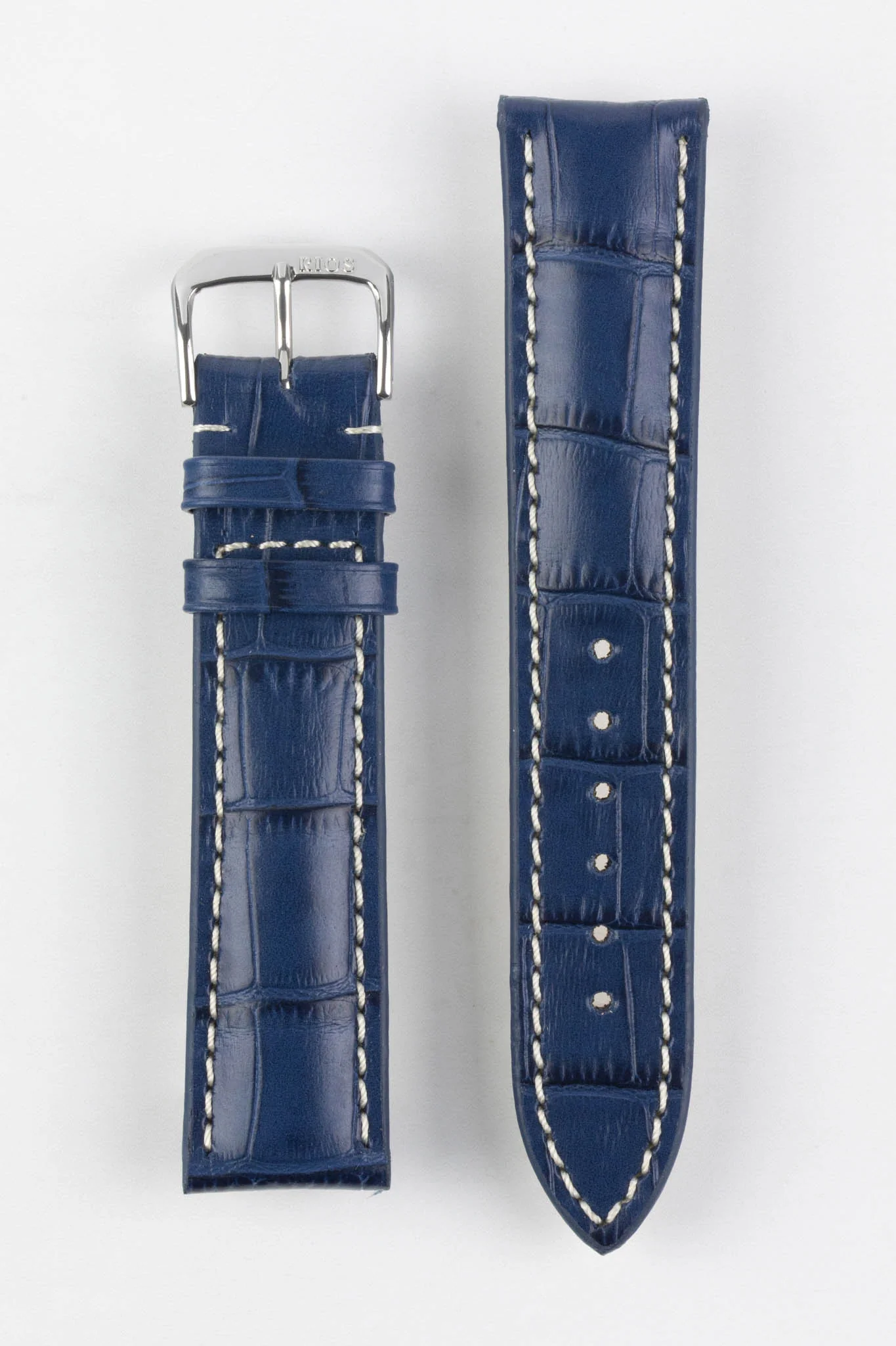 RIOS1931 NEW ORLEANS Alligator-Embossed Leather Watch Strap in NAVY BLUE - Image 6
