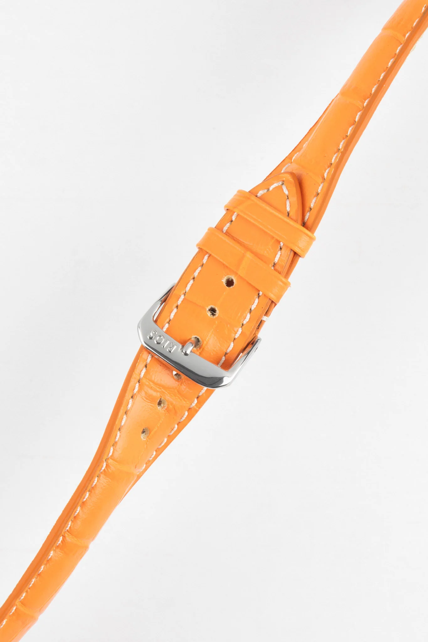 RIOS1931 NEW ORLEANS Alligator-Embossed Leather Watch Strap in ORANGE - Image 5