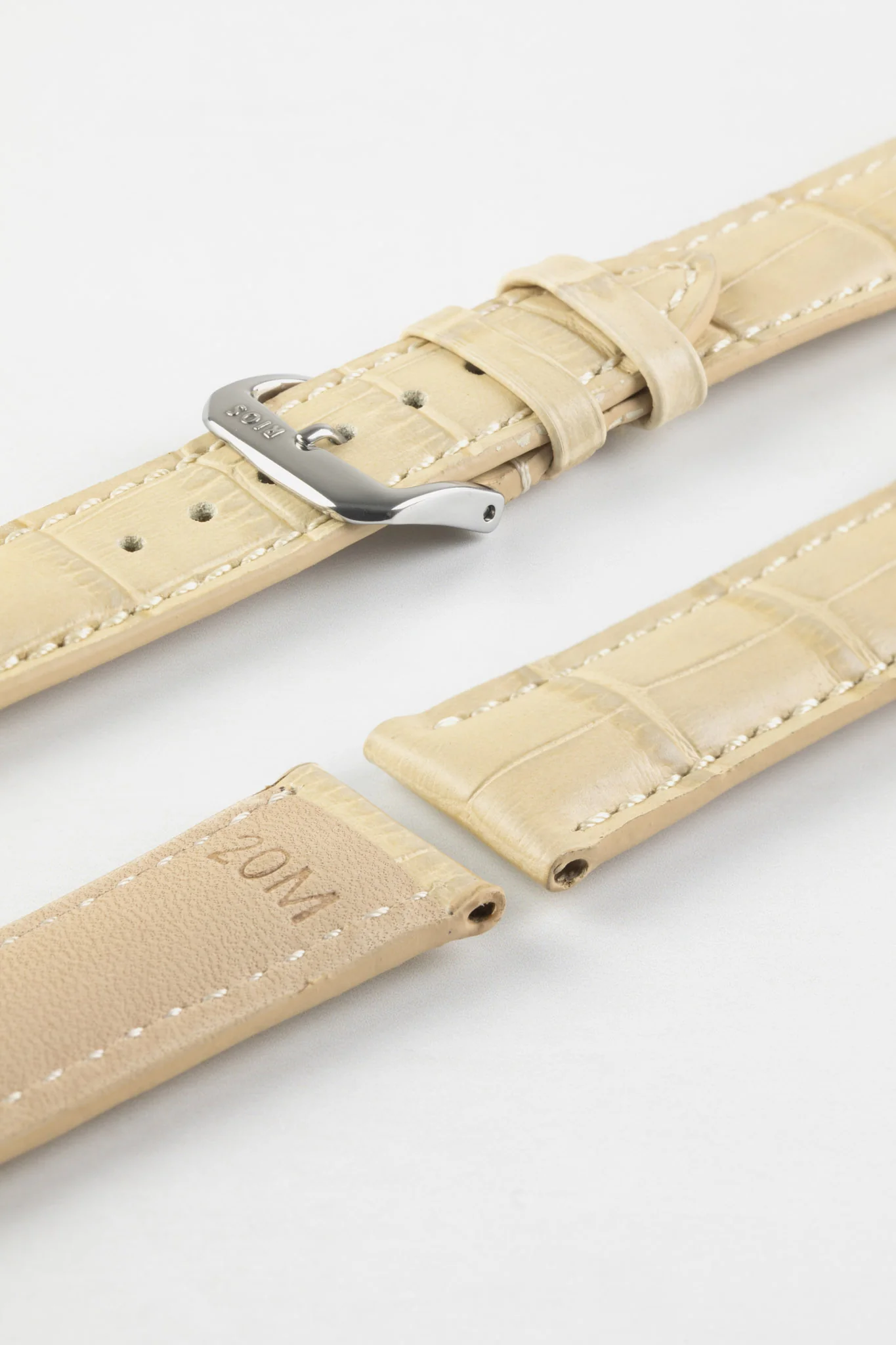 RIOS1931 NEW ORLEANS Alligator-Embossed Leather Watch Strap in SAND - Image 4