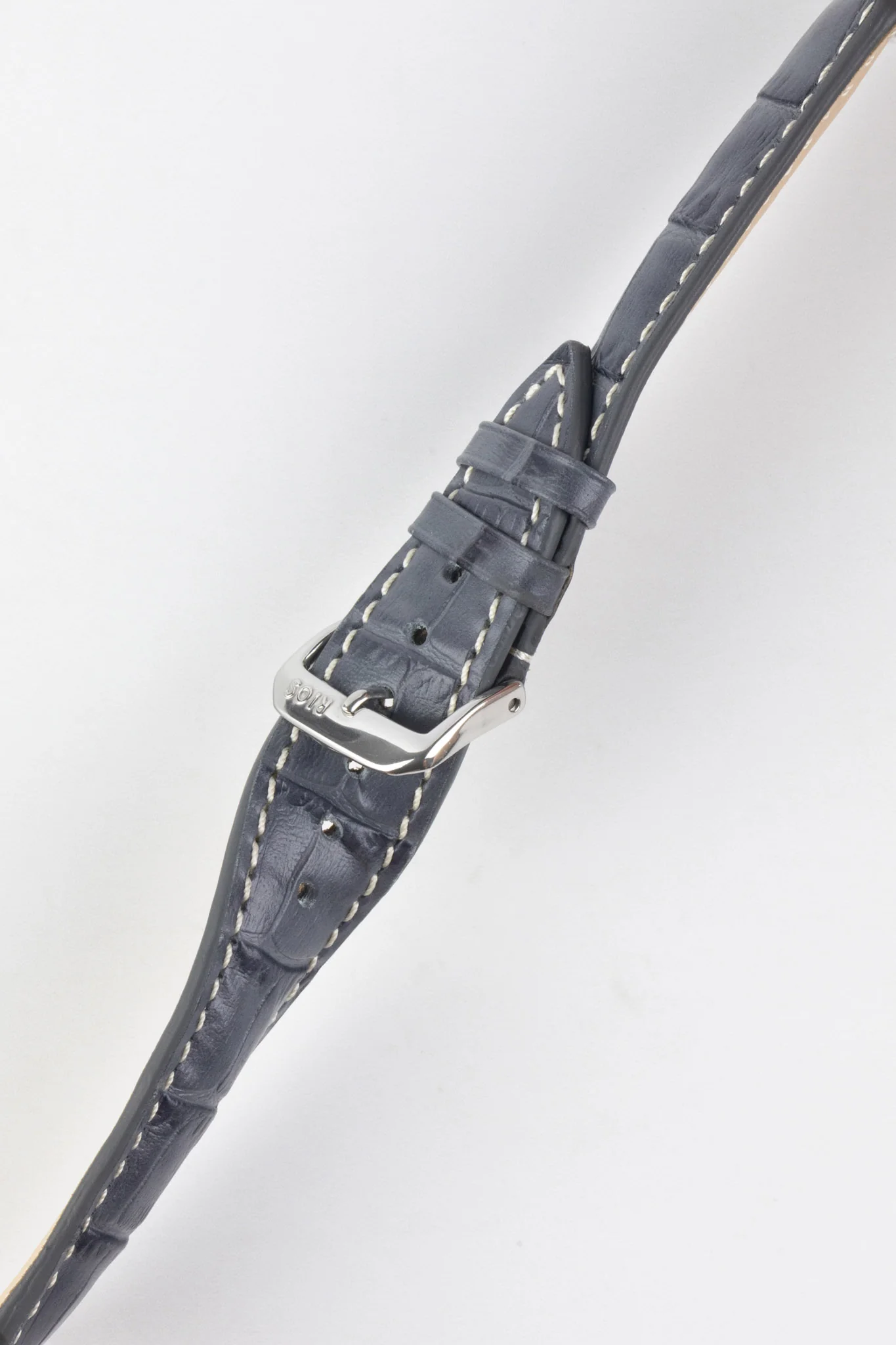 RIOS1931 NEW ORLEANS Alligator-Embossed Leather Watch Strap in STONE GREY - Image 3