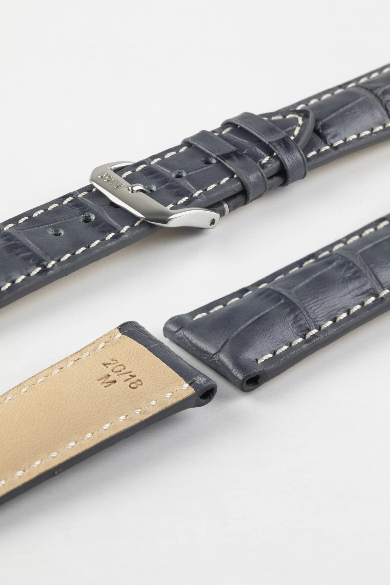RIOS1931 NEW ORLEANS Alligator-Embossed Leather Watch Strap in STONE GREY - Image 4
