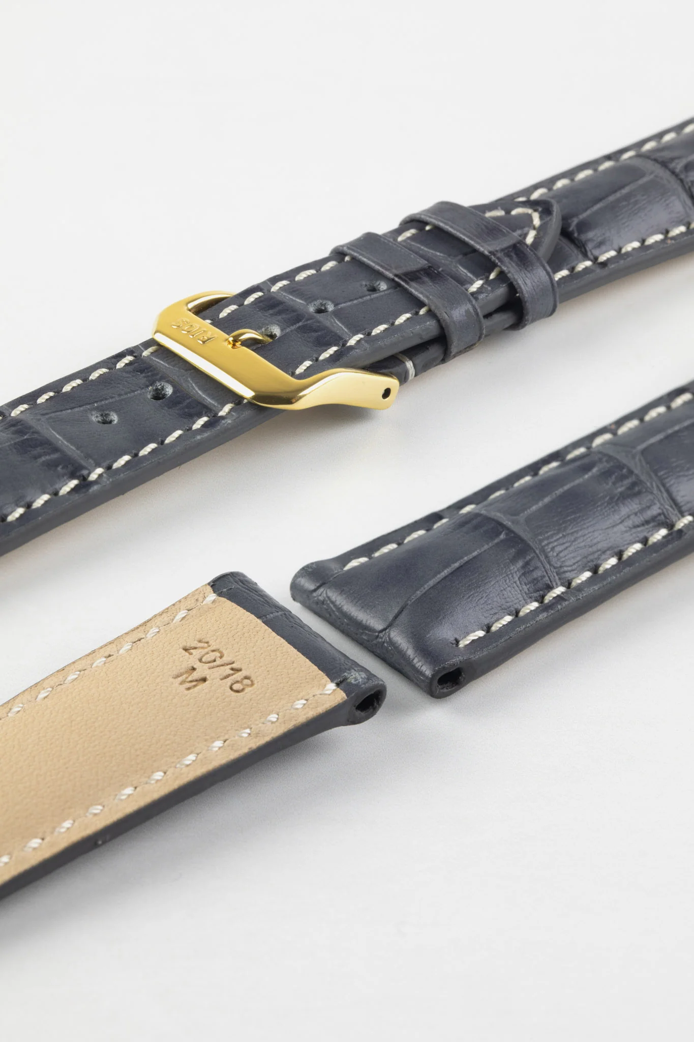RIOS1931 NEW ORLEANS Alligator-Embossed Leather Watch Strap in STONE GREY - Image 5