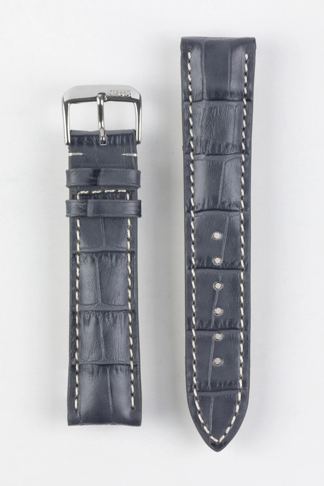 RIOS1931 NEW ORLEANS Alligator-Embossed Leather Watch Strap in STONE GREY - Image 6